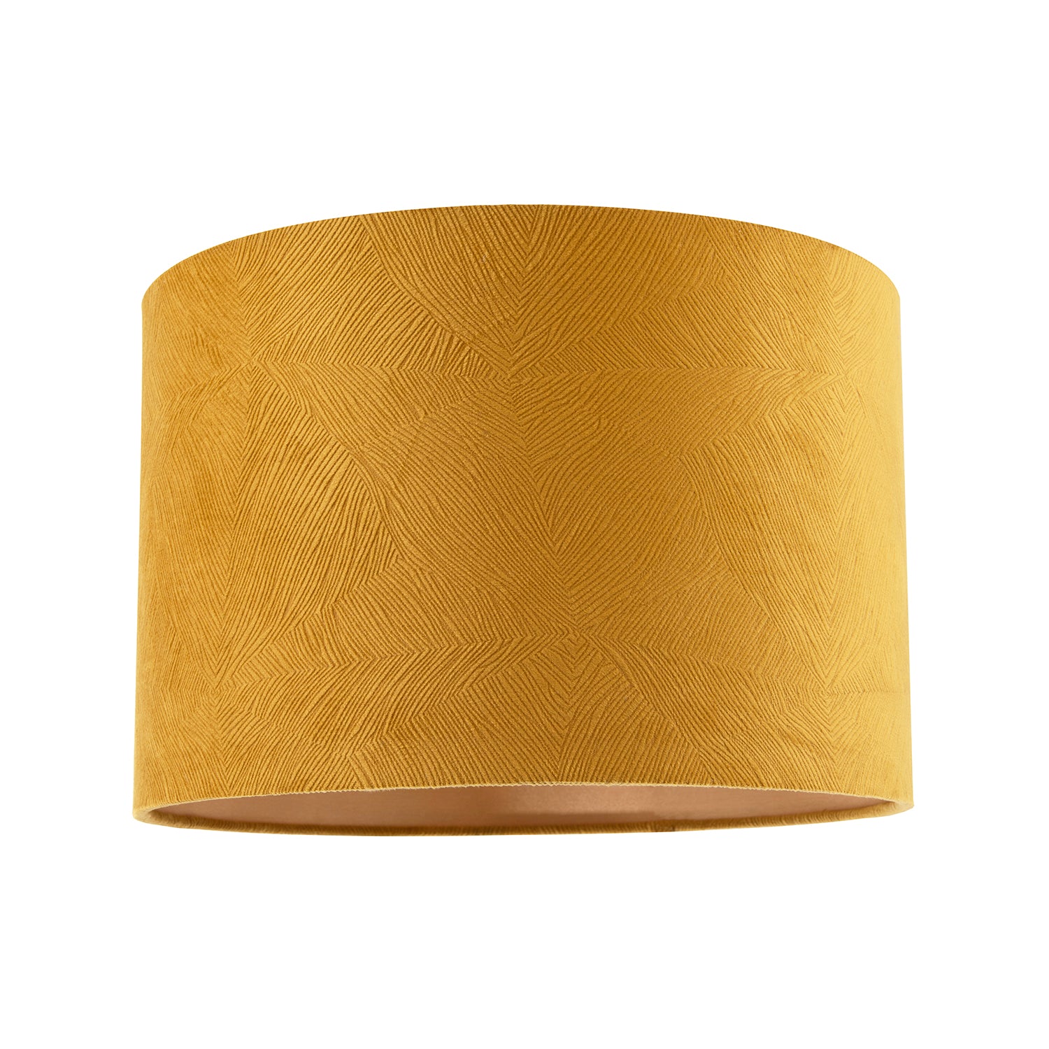 Contemporary Thin Lined Mustard Soft Velvet Fabric Round Lamp Shade Image 1