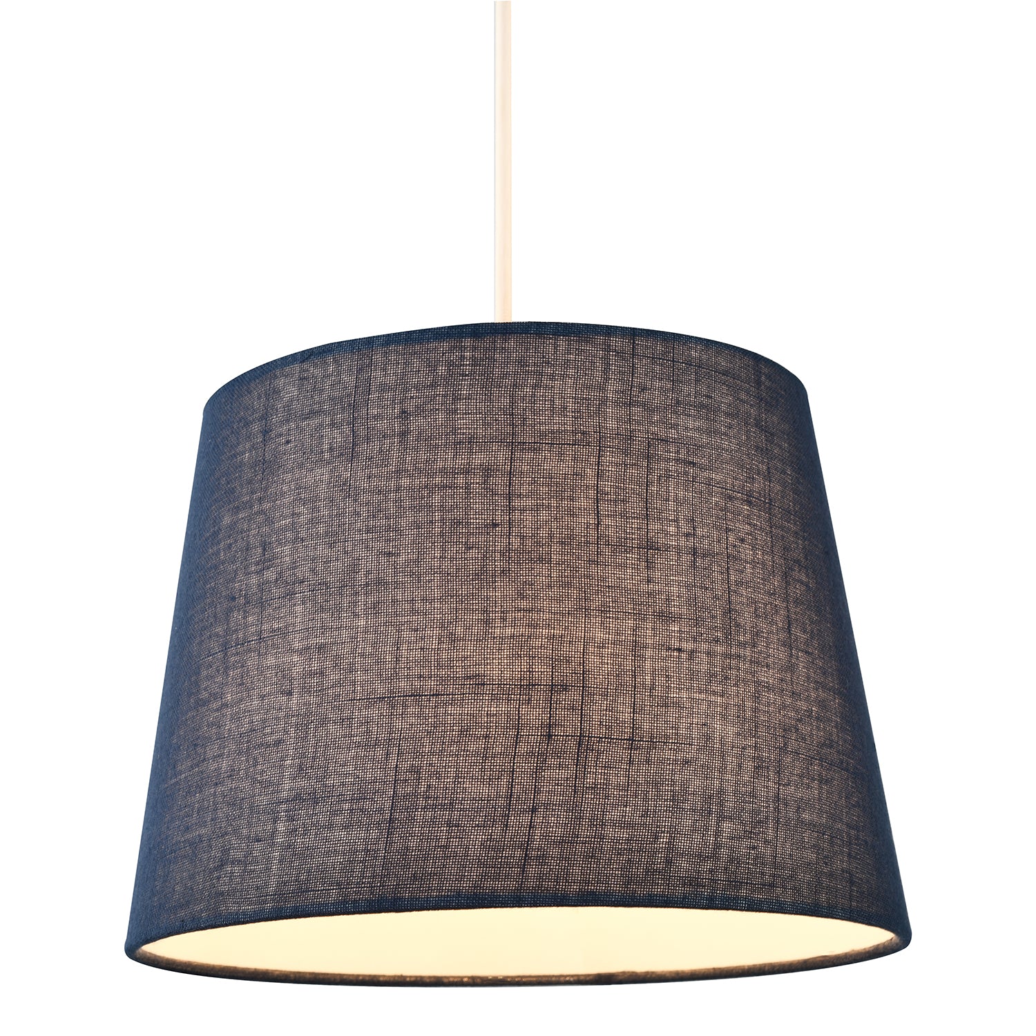 Modern Denim Effect Navy Midnight Blue Linen Fabric Drum Lamp Shade Image 2