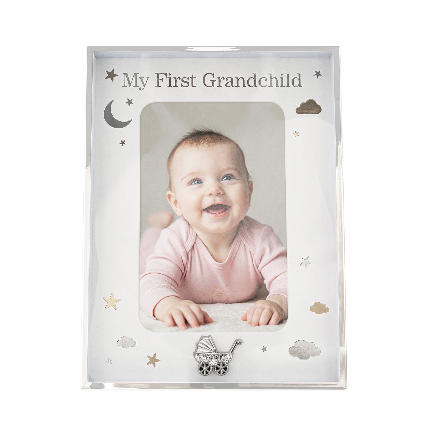 Grandchild Silver Plated Frame with Gold and Silver Stars and Clouds Image 1