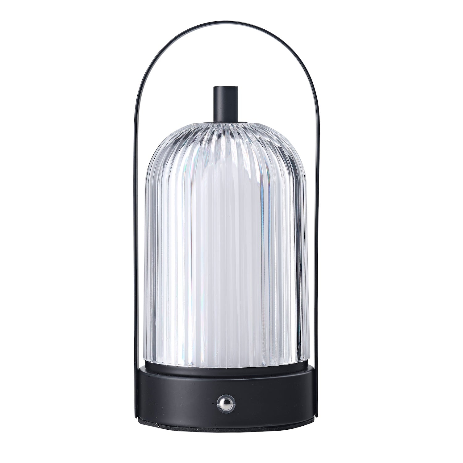 Lantern Rechargeable Touch Dimmable Matte Black Table Lamp with Clear Shade Image 1