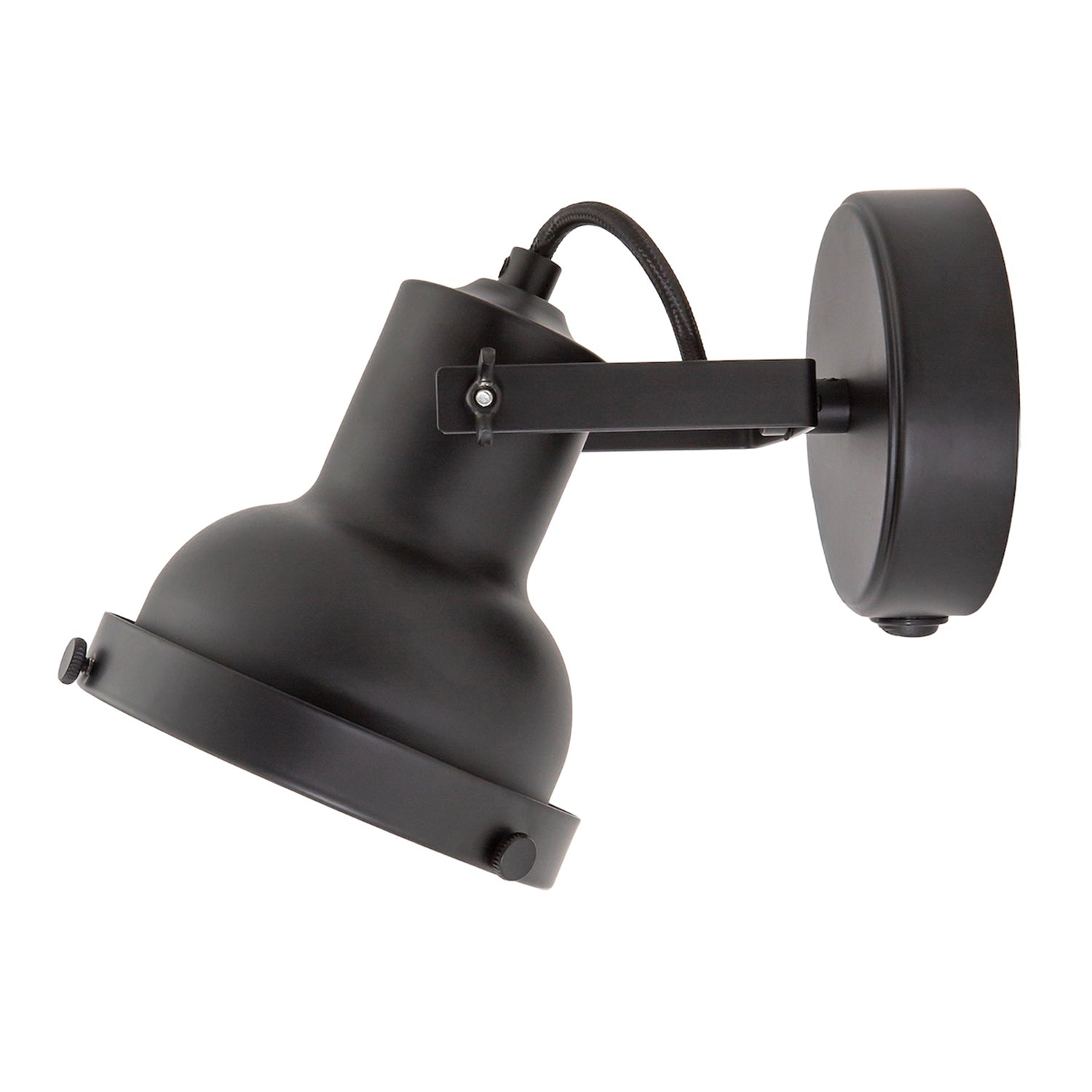Vintage and Industrial Matte Black Spot Wall Light Fitting with Grill Image 3