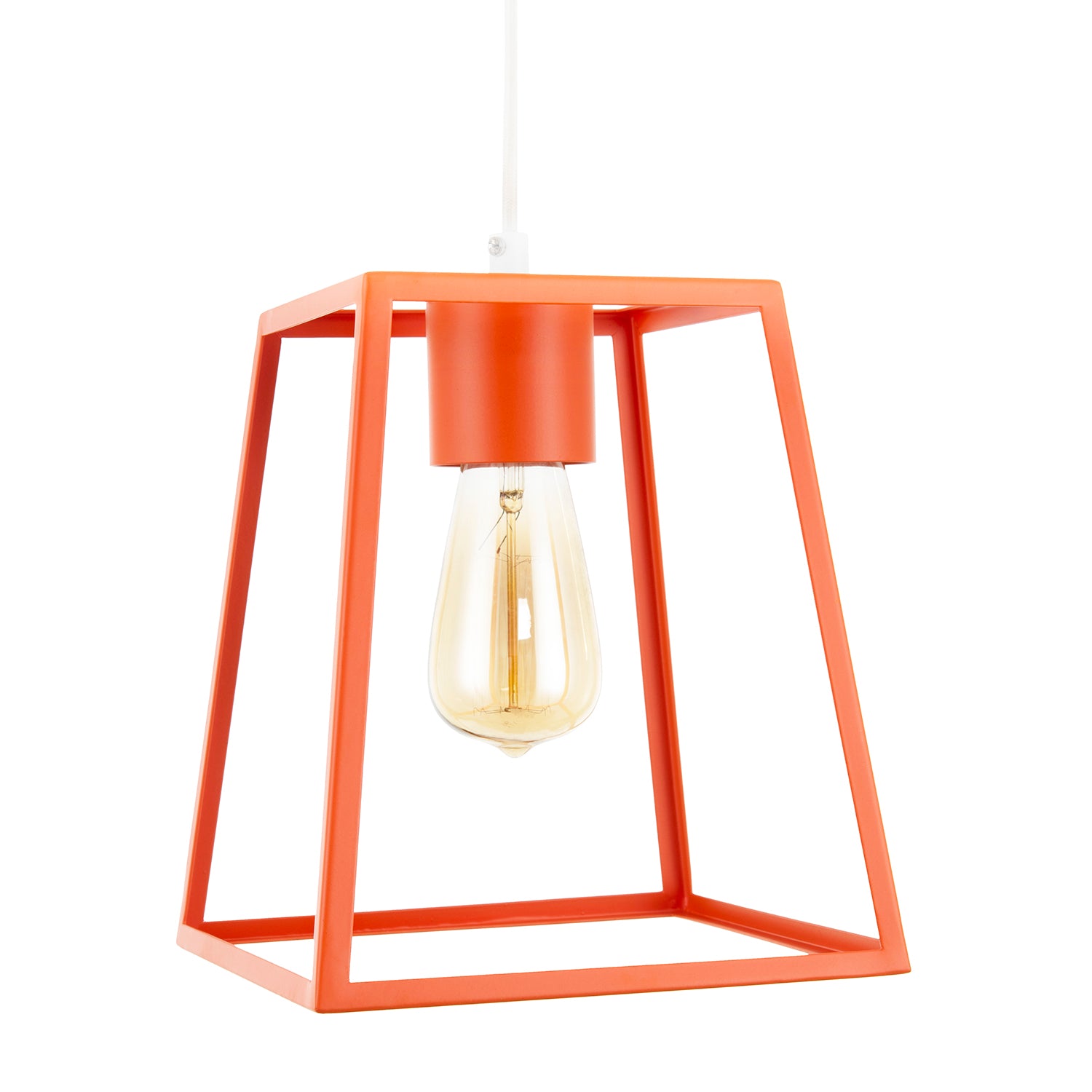 Industrial Lantern Lamp Shade in Orange with Square Top and Bottom Image 1