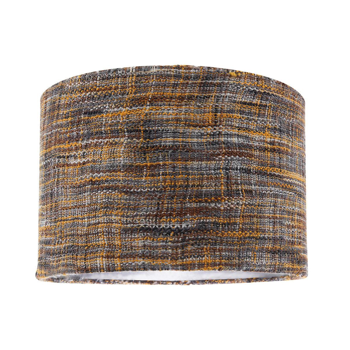 Vintage Lined Linen Fabric Lamp Shade in Mustard Burgundy and Grey Image 1