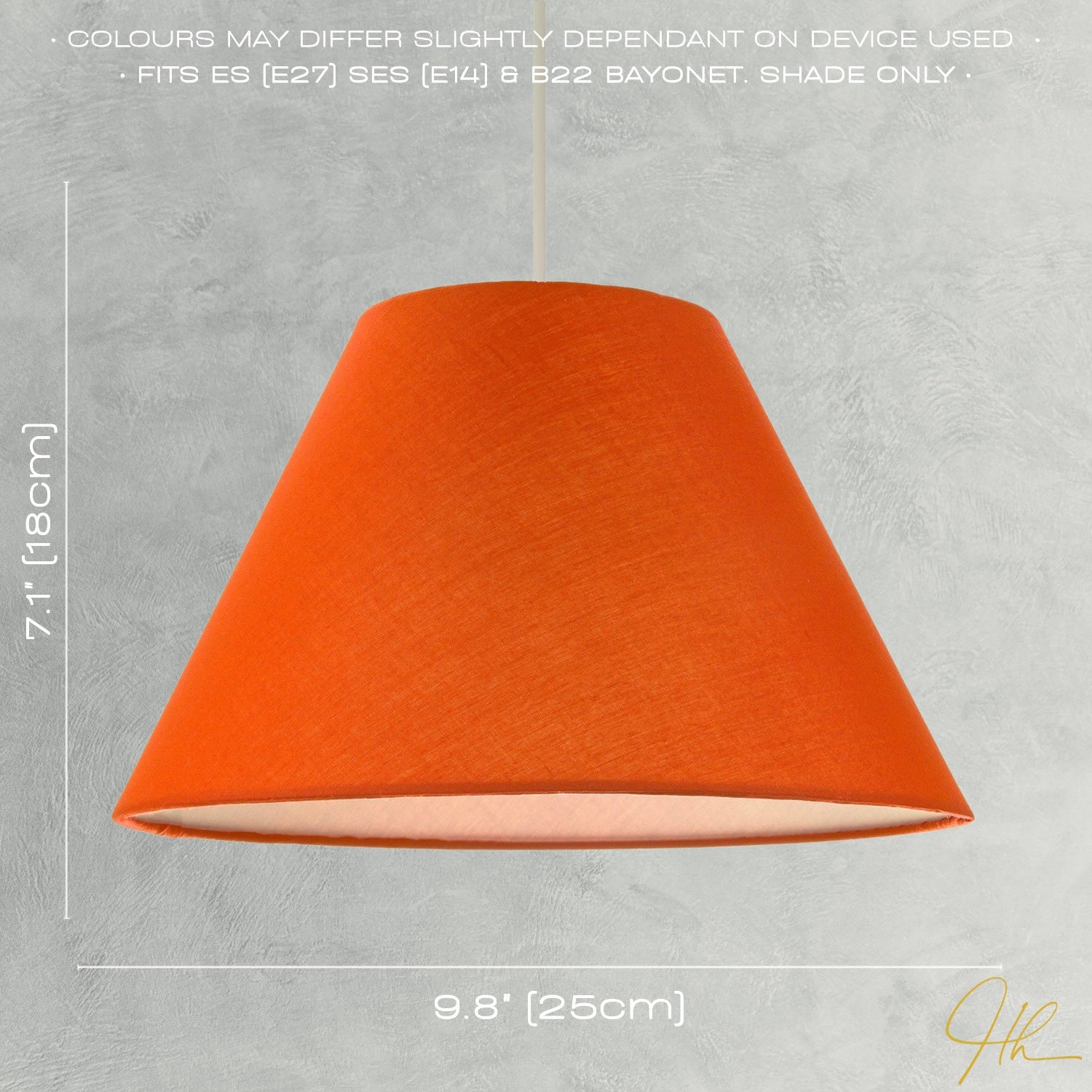 10 Inch Vivid Orange Cotton Coolie Shade for Table Lamp or Pendant Image 6