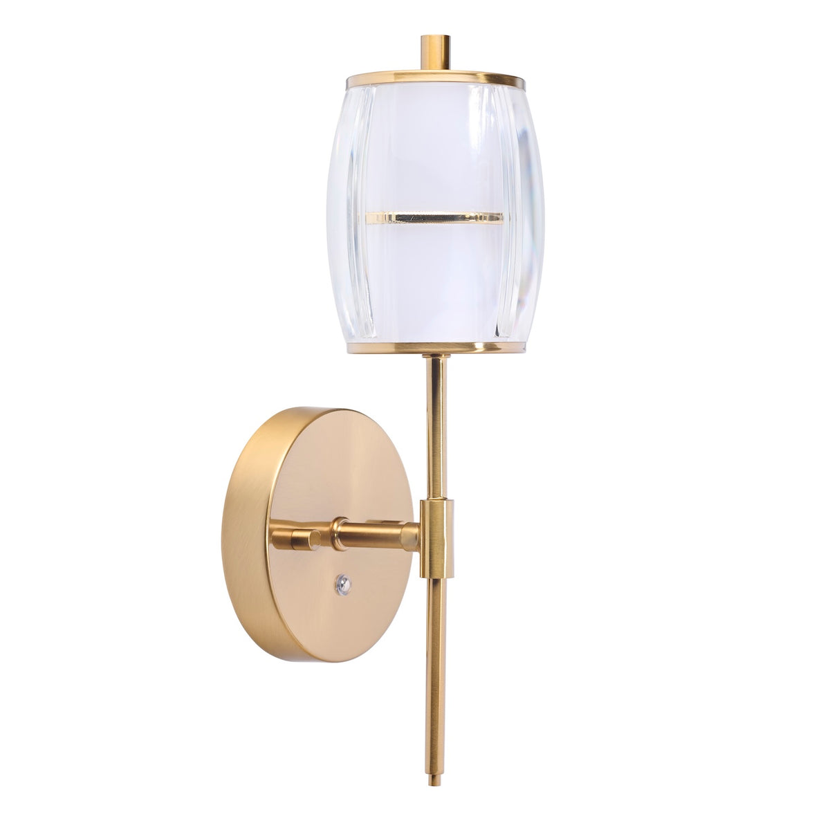 Satin Gold Wireless Rechargeable Touch Dimmer Wall Light with Clear Glass Shade Image 1