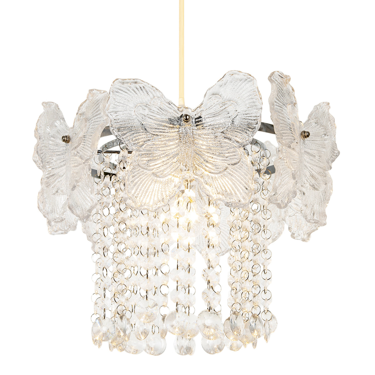 Decorative Glass Butterfly Design Pendant Lamp Shade with Chrome Frame Image 2