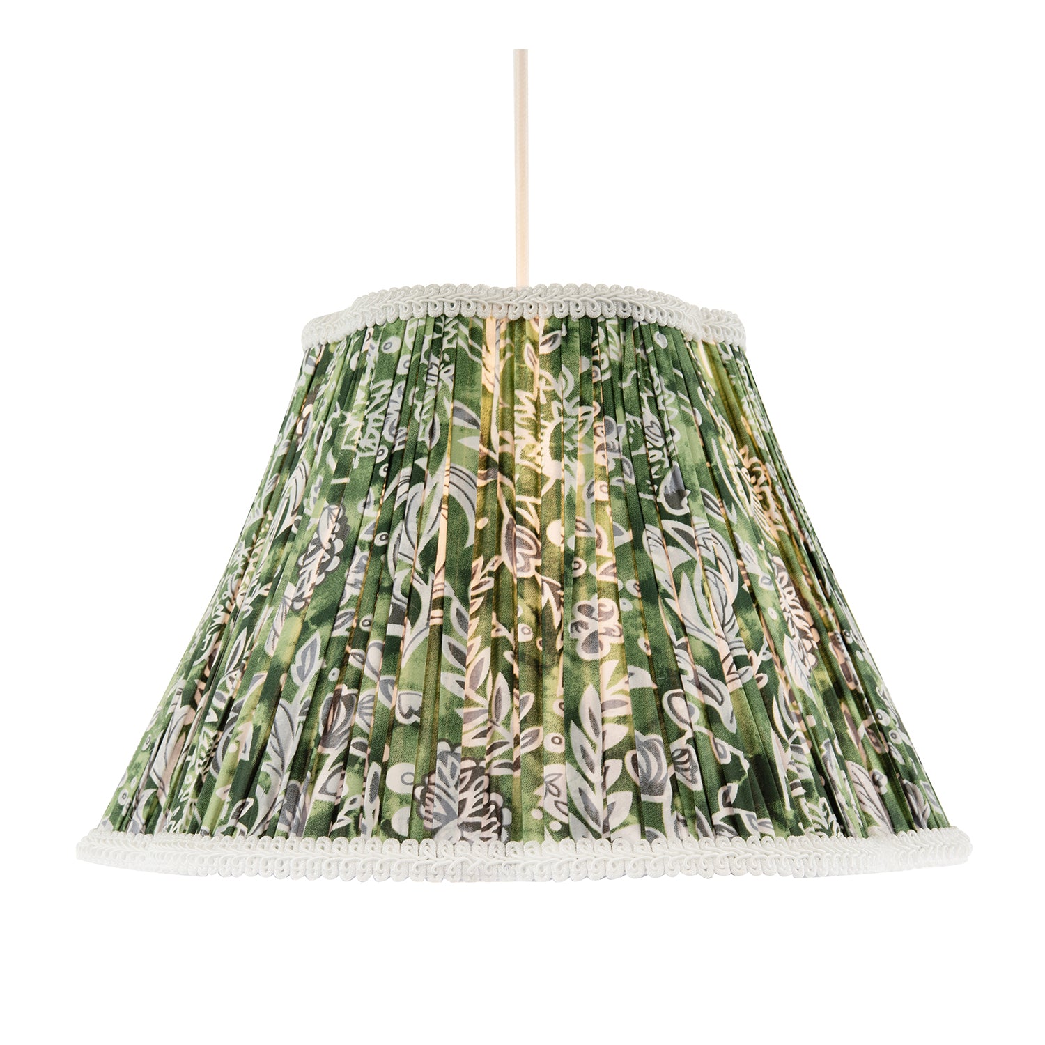 Emerald Green and White Floral Victorian Lamp Shade with Embroidery Image 2