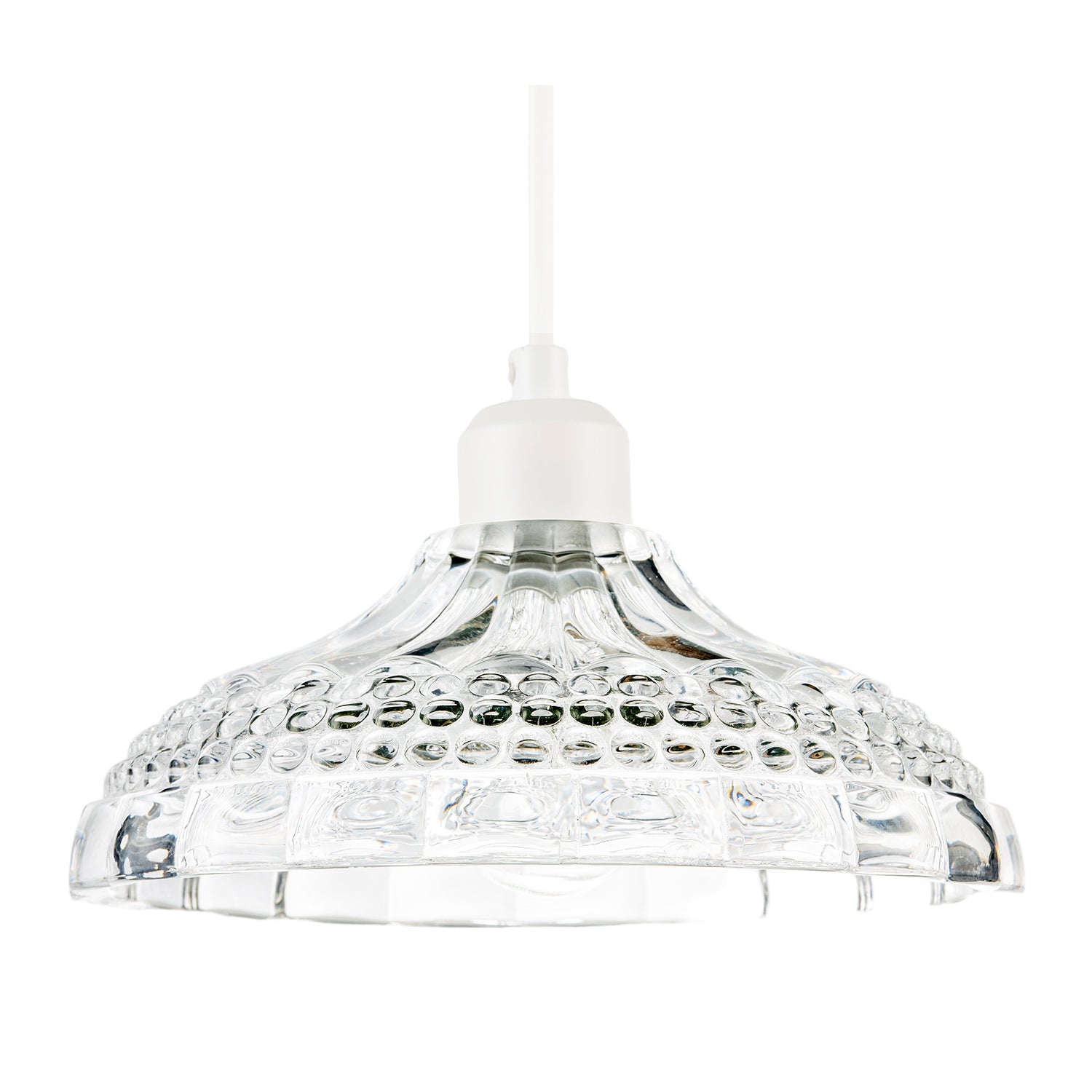 Modern Clear Textured Glass Dome Pendant Light Shade with Bubble Decor Image 1