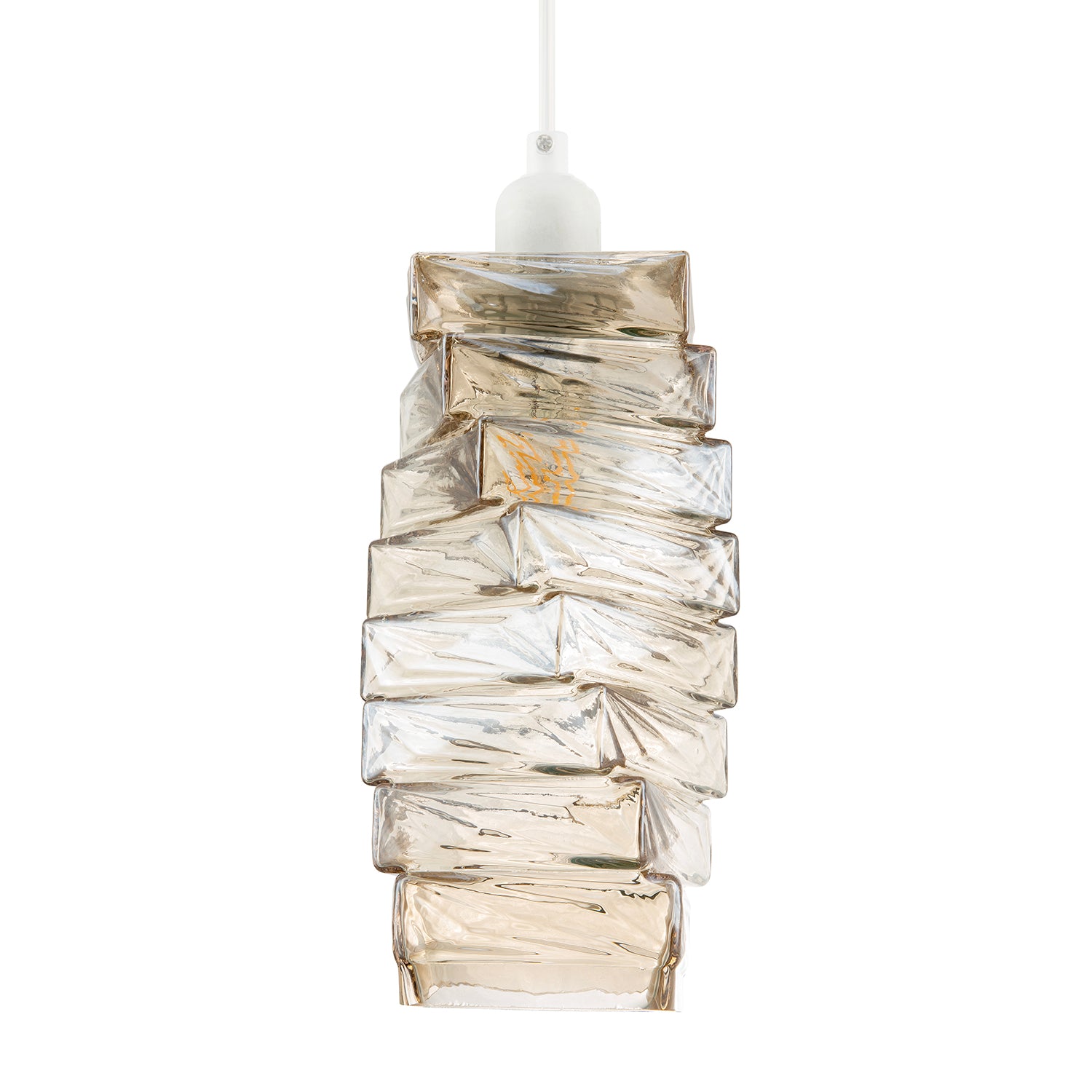 Sleek Gold Tinted Pendant Light Shade with Staggered Rectangular Body Image 1