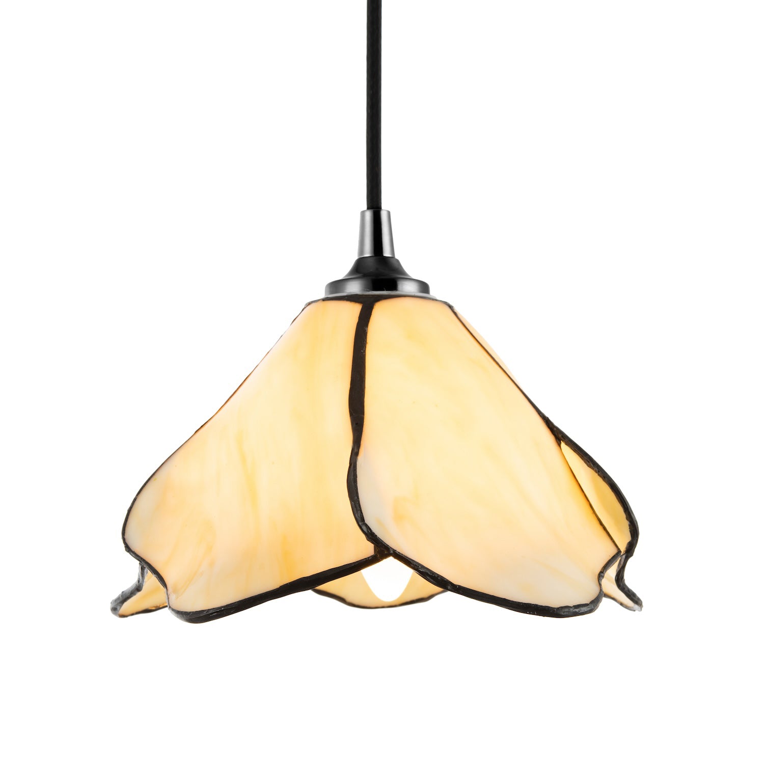 Elegant Designer Pendant Lighting Shade with Amber Cream Glass Floral Petals Image 1