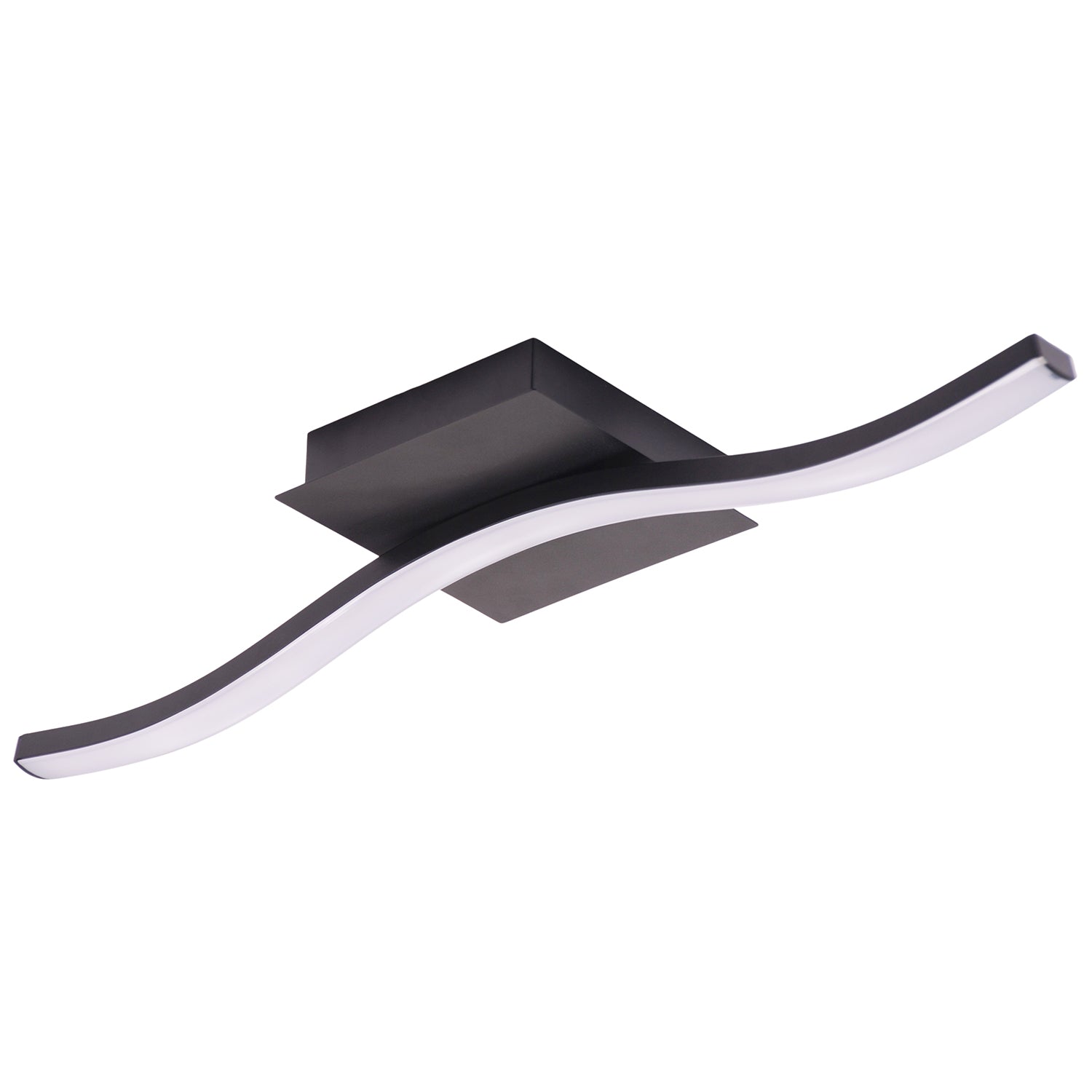 Contemporary Designer Single Wavy Strip LED Ceiling Light Fitting in Matte Black Image 1