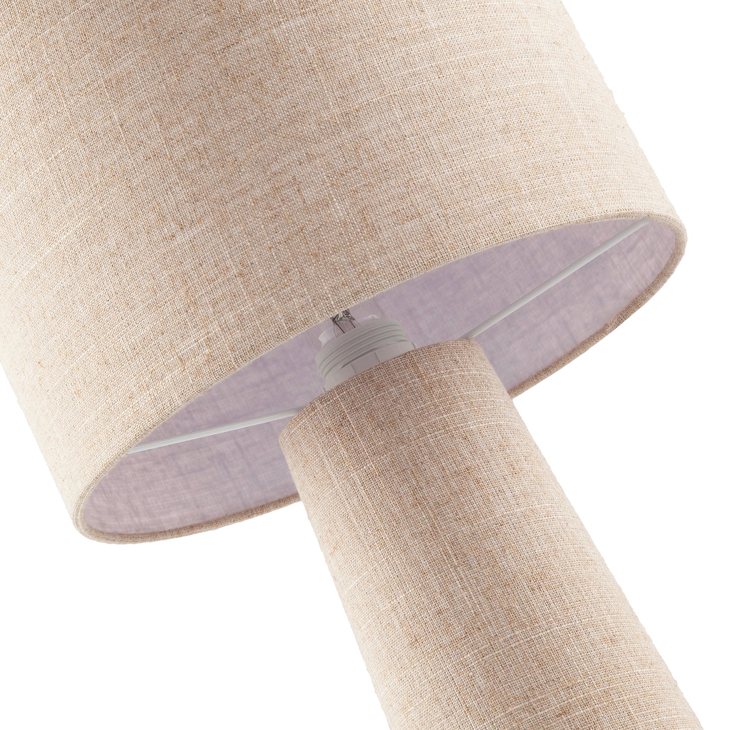 Modern Natural Oatmeal Linen Table Lamp with Fabric Shade and Base Image 5