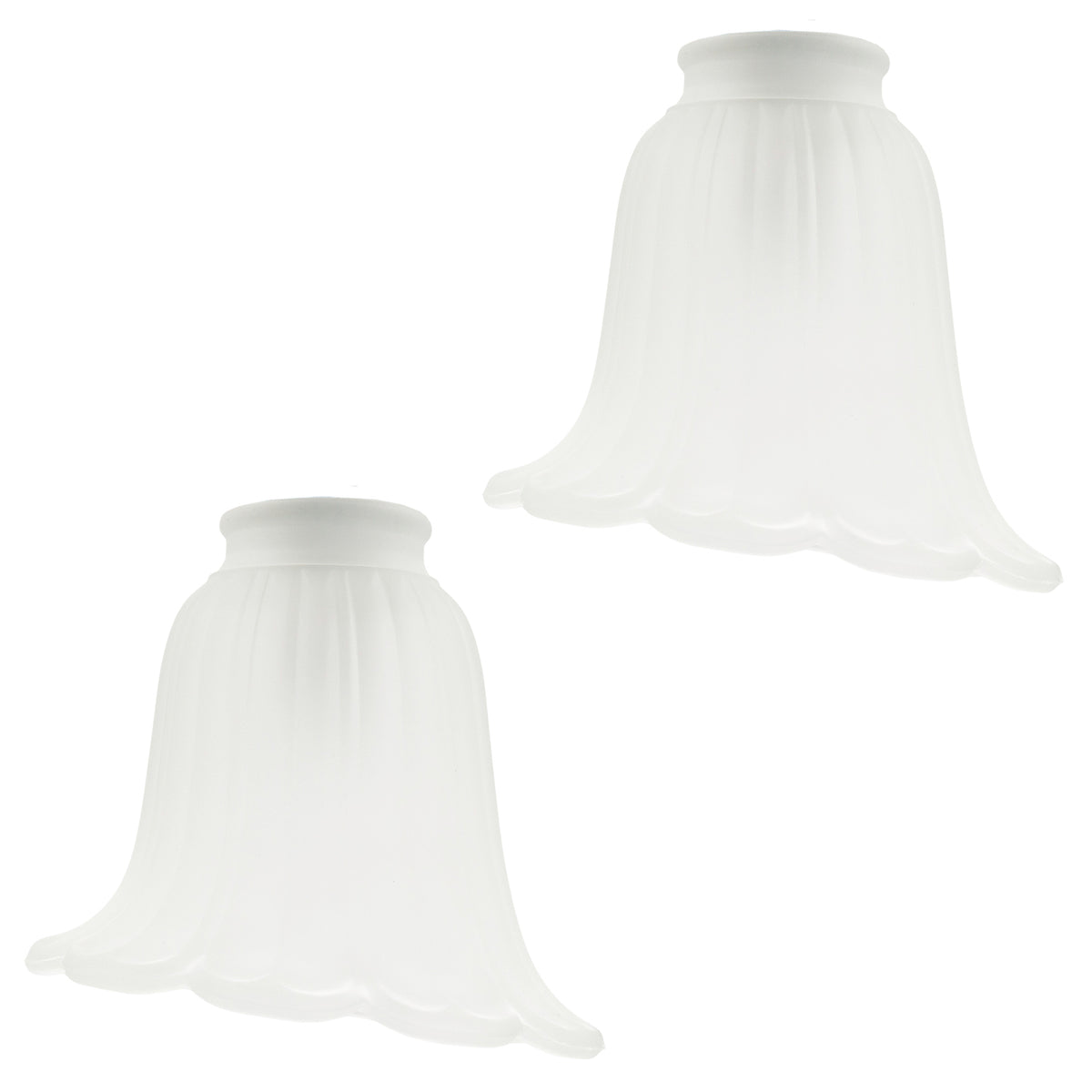 Pair of Frosted White Floral Glass Shades with Slanted Opening for E14 and E27 Image 1