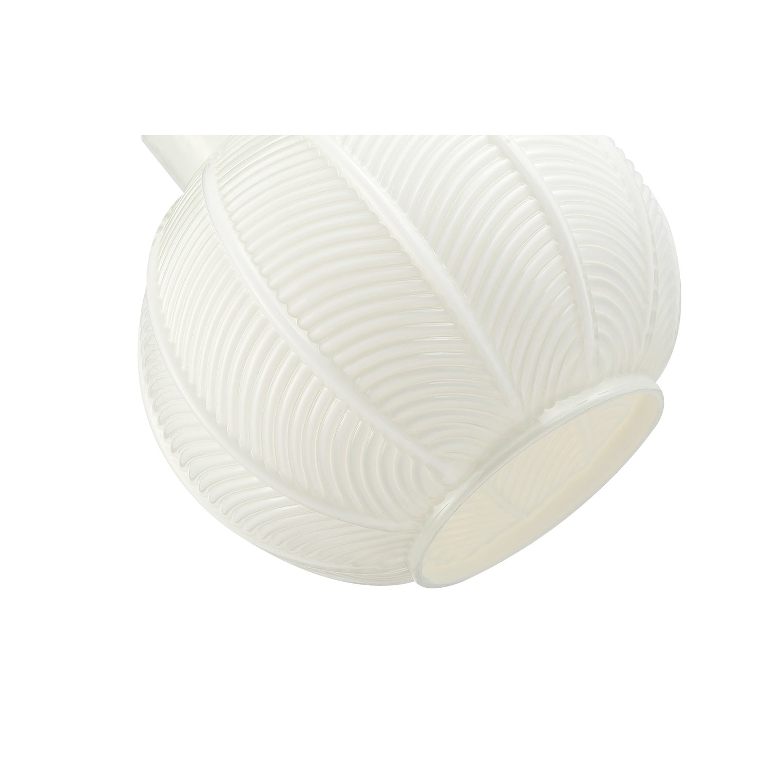 Designer Ribbed Leaf Themed Glossy Opal White Glass Pendant Lighting Shade Image 8
