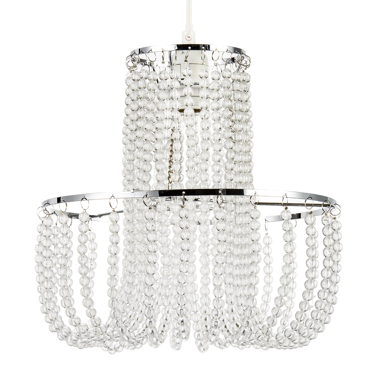 Striking Two Tier Chandelier Style Pendant Shade with Chrome Frame Image 1
