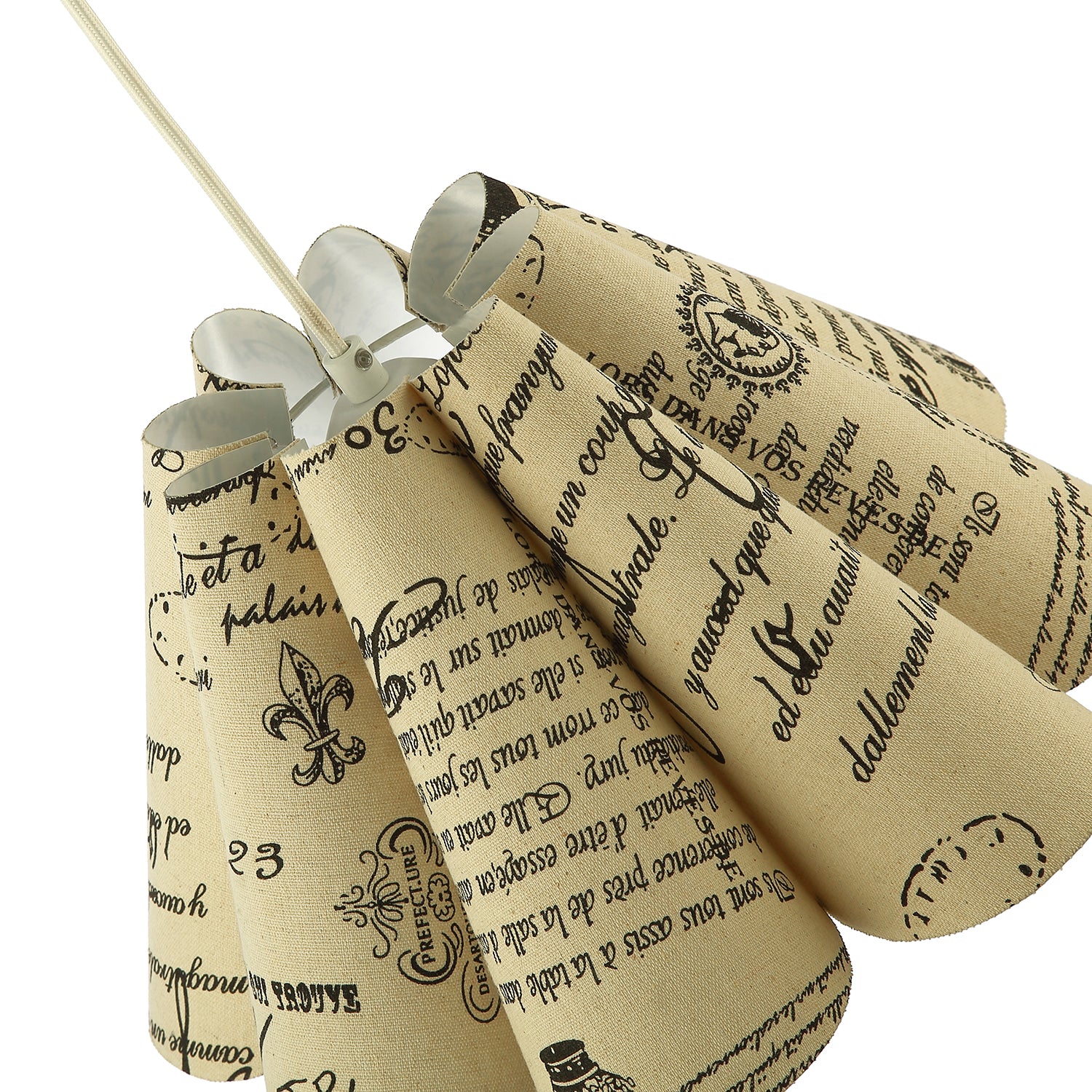 Vintage France Theme Linen Pendant Shade with Black Scroll Wording Image 5