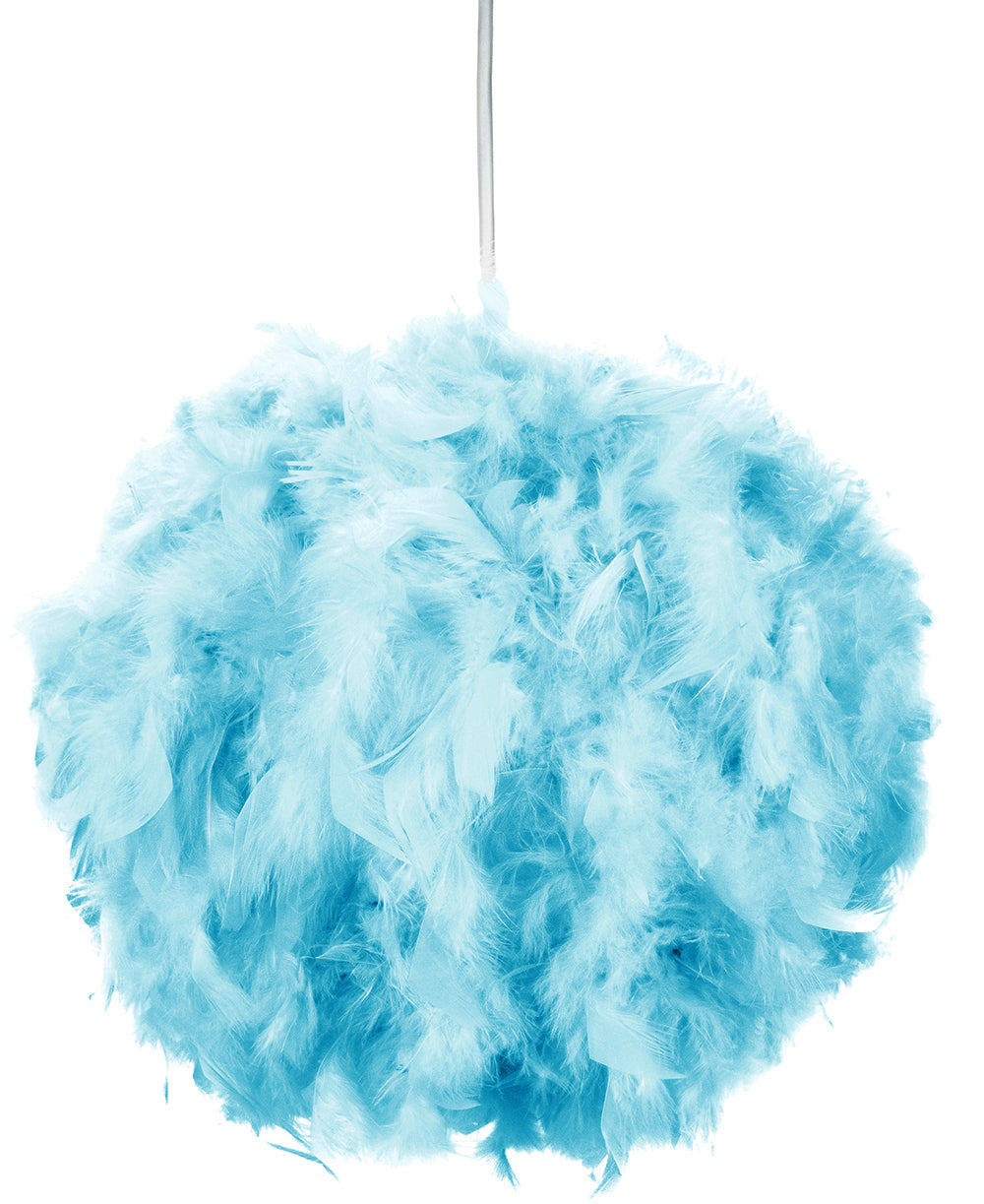 Eye-Catching and Modern Small Teal Feather Decorated Pendant Lighting Shade Image 1