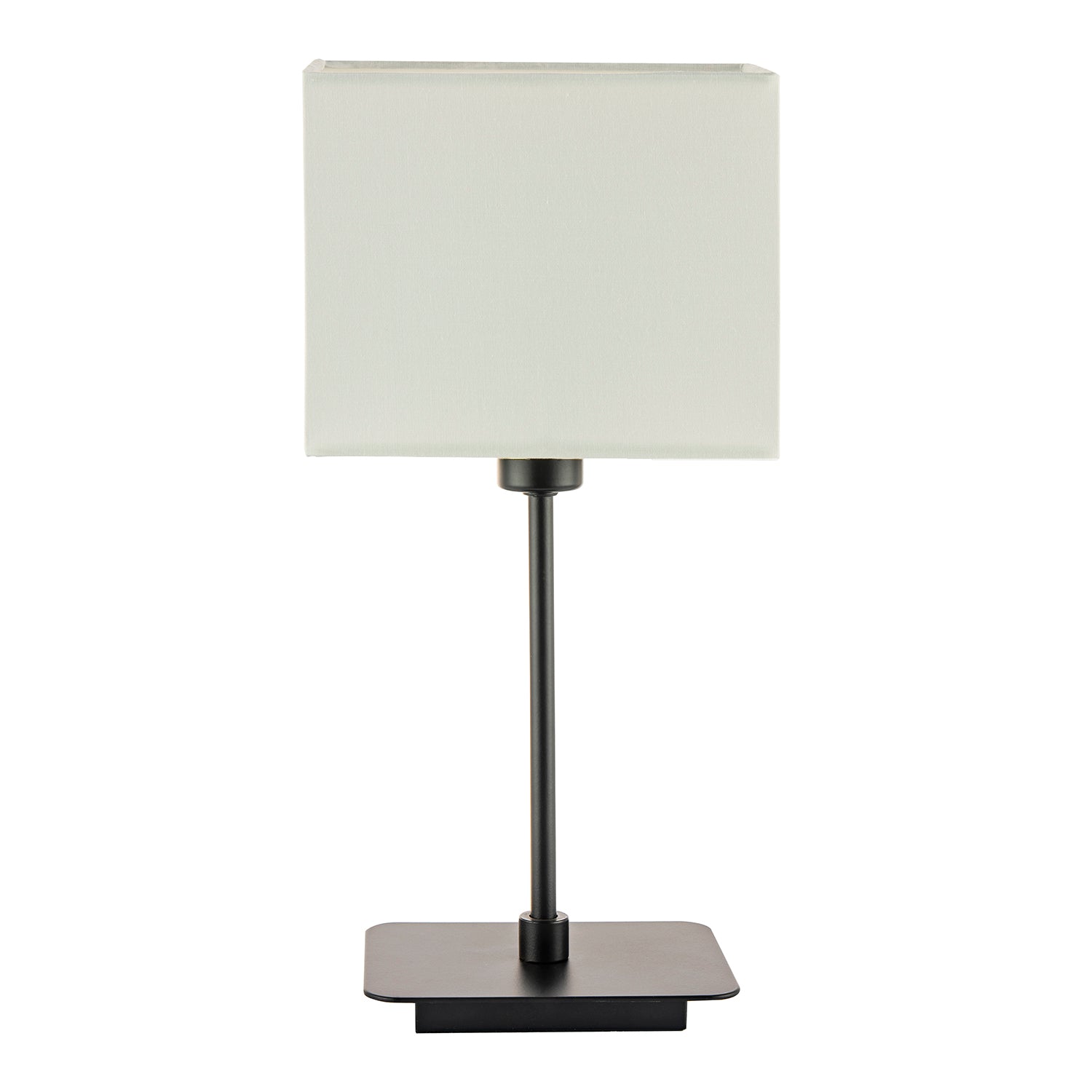 Contemporary Matte Black Bedside Table Lamp with White Cotton Fabric Shade Image 4