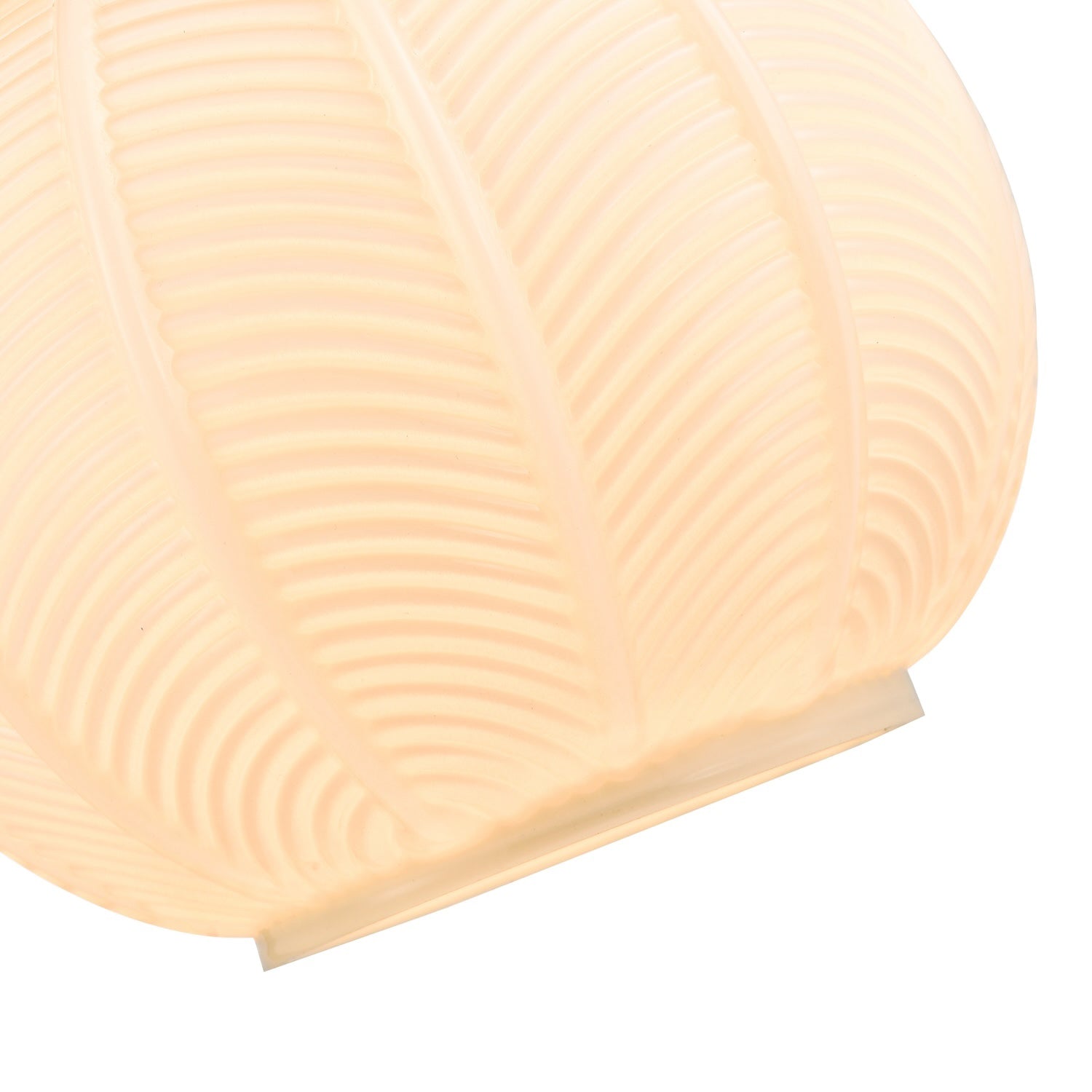 Designer Ribbed Leaf Themed Glossy Opal White Glass Pendant Lighting Shade Image 4