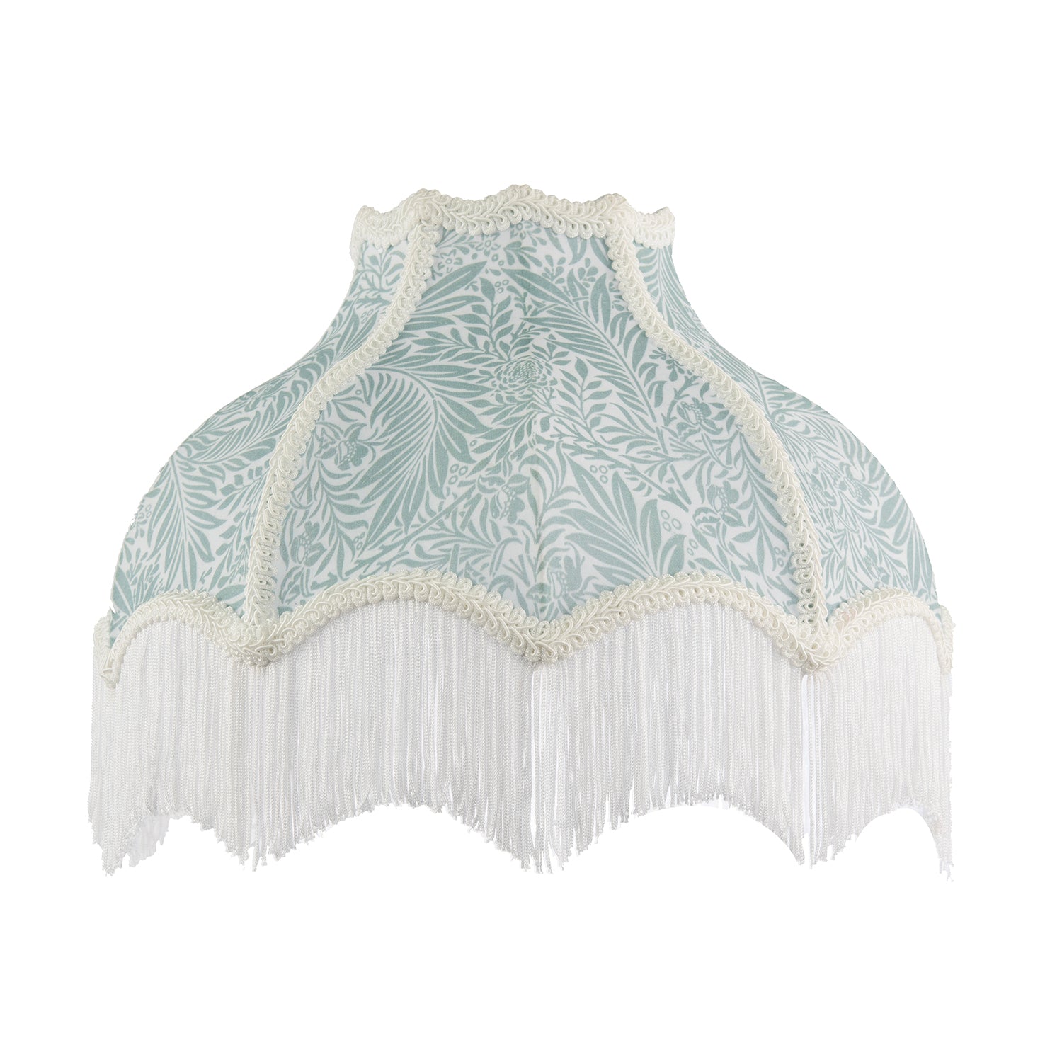 Classic Victorian Lamp Shade in Light Emerald Green Velvet with Trims Image 1