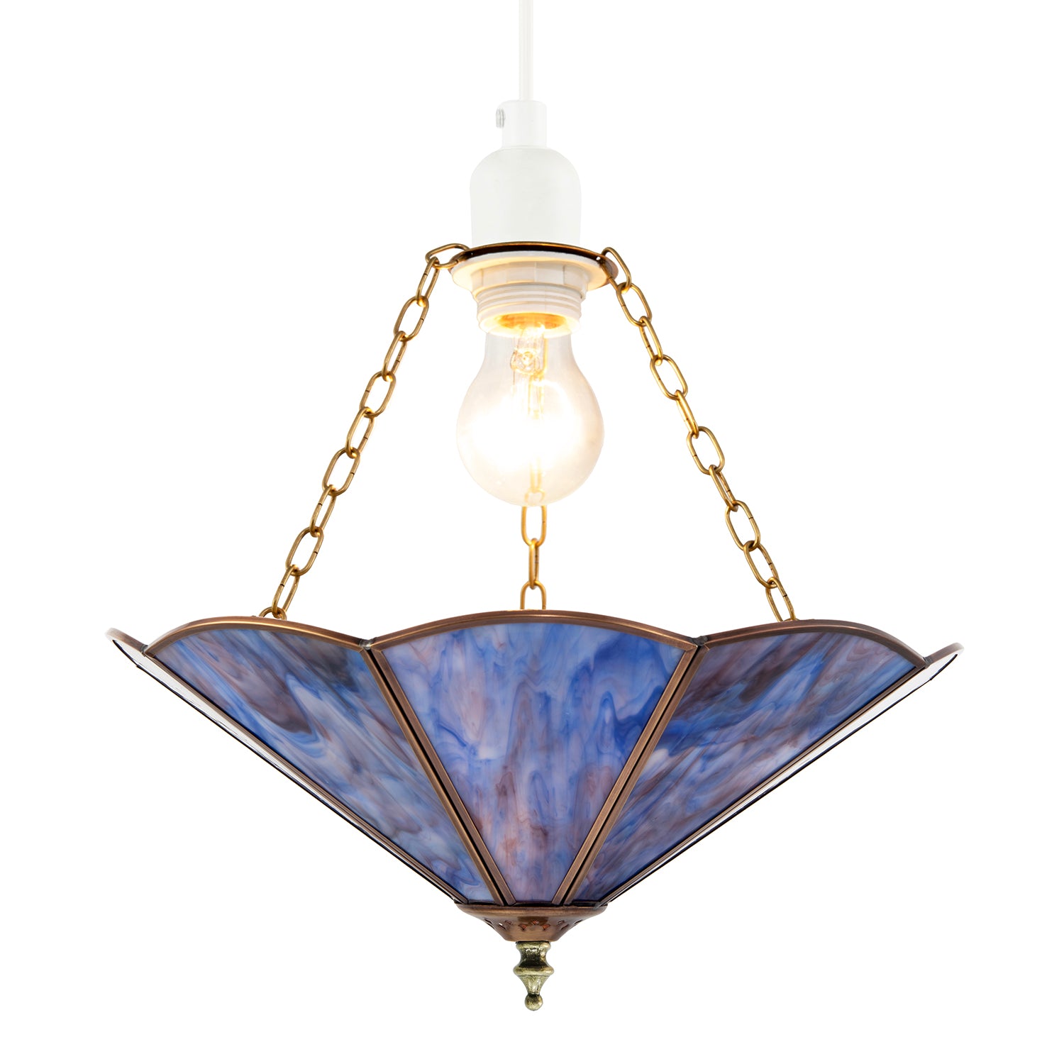 Lavender Purple Chic Tiffany Glass Easy Fit Pendant Shade with Chains Image 2