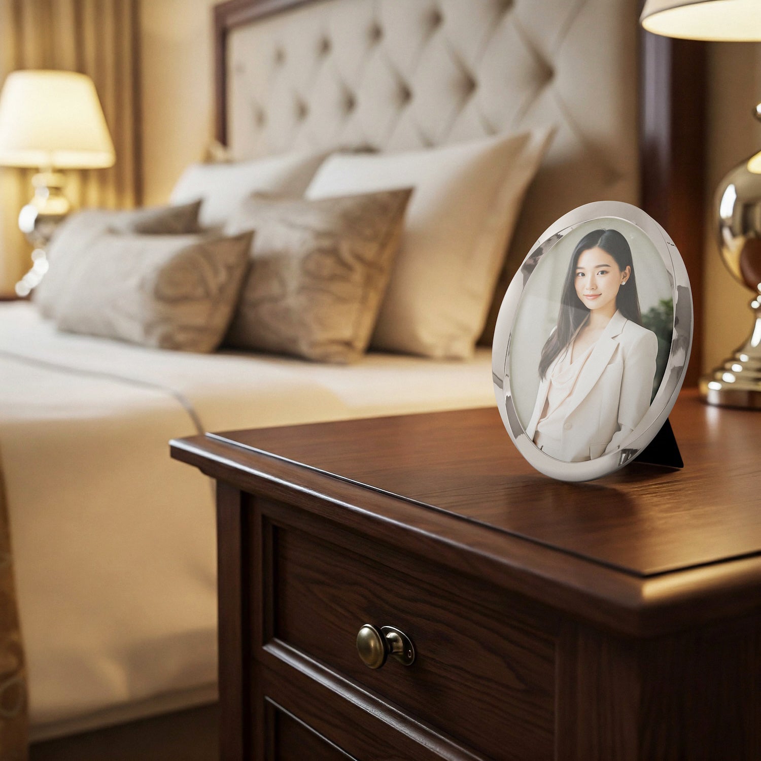 Modern Oval Nickel Plated Metal 4x6 Picture Frame with Twisting Design Image 5