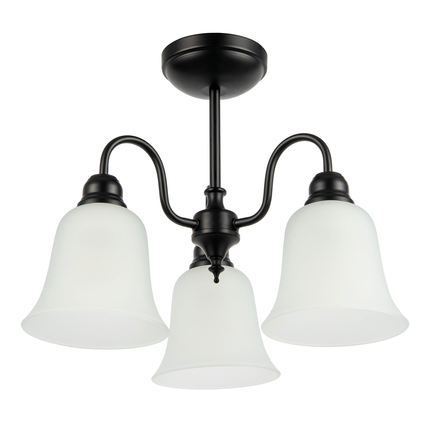 Classic and Ornate Matte Black Ceiling Light Fitting with Glass Shades Image 1