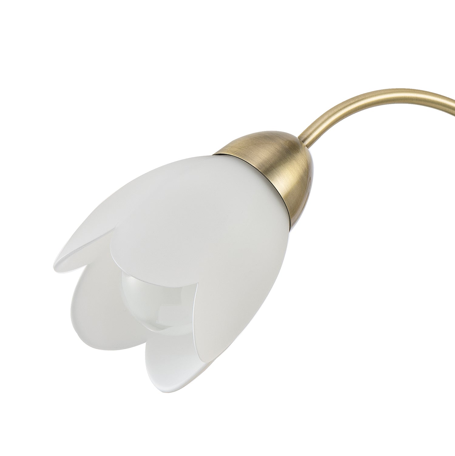 Contemporary Ceiling Lamp Fitting in Antique Brass with Opal Petal Glass Shades Image 3