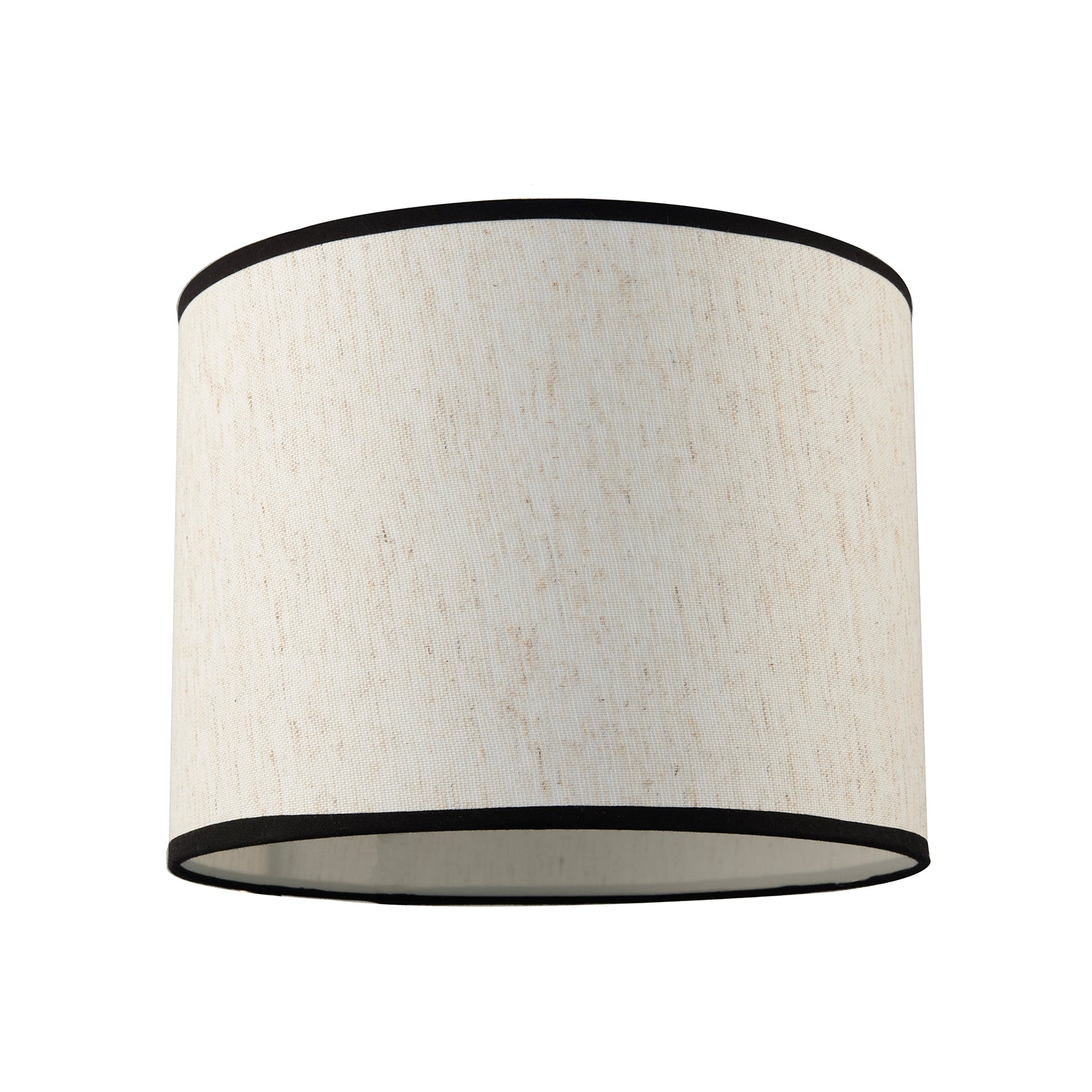 Classic Oatmeal Linen Fabric Drum Lamp Shade with Black Cotton Trims Image 1