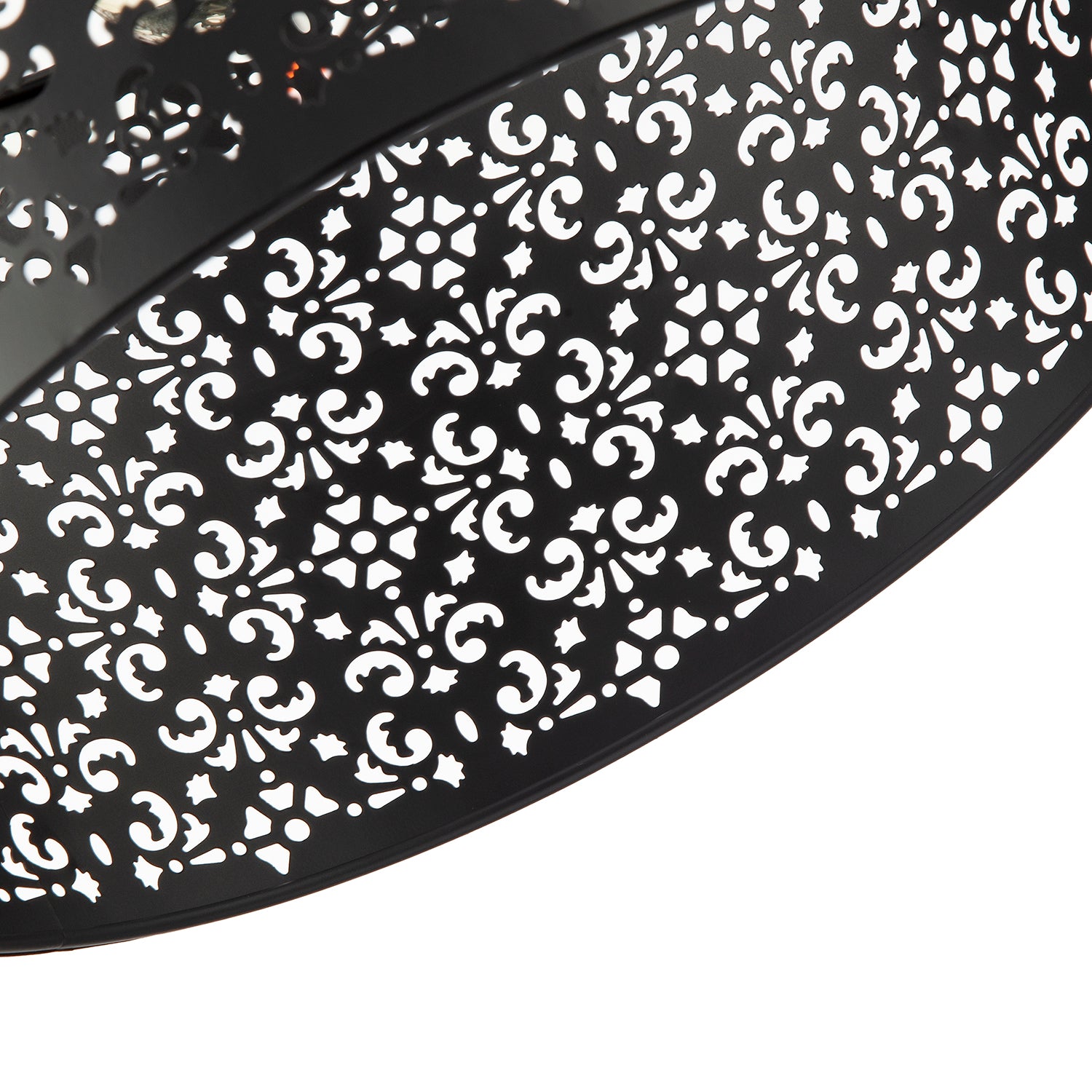 Marrakech Designed Matte Black Metal Pendant Light Shade with Floral Decoration Image 3