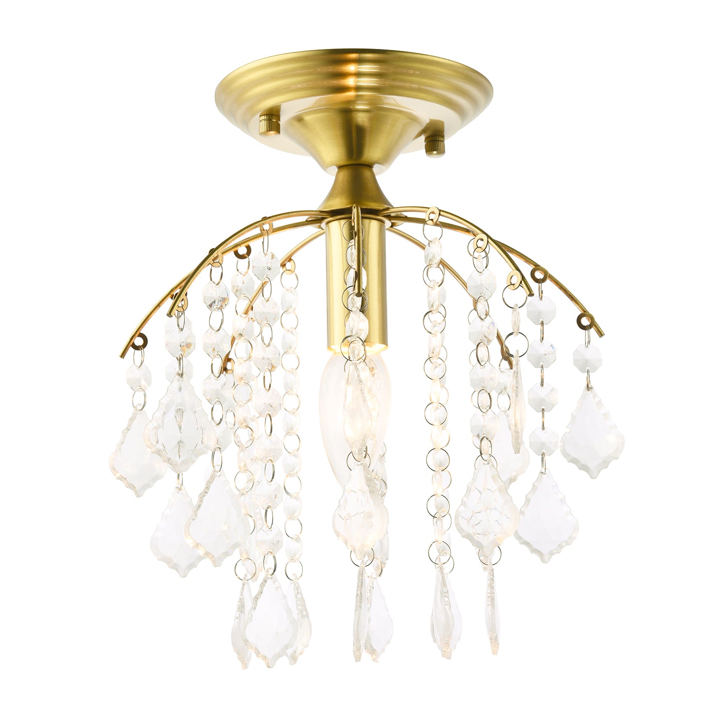 Traditional Crystal Glass Waterfall Ceiling Light in Brushed Gold Image 2
