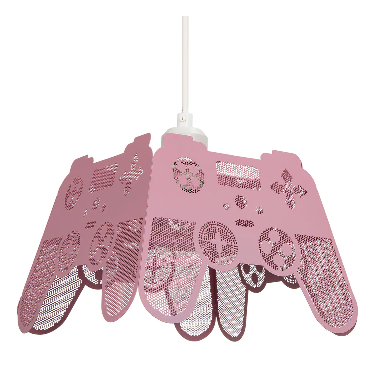 Modern Matte Pink Game Controller Pendant Shade with Laser Cut Holes Image 1