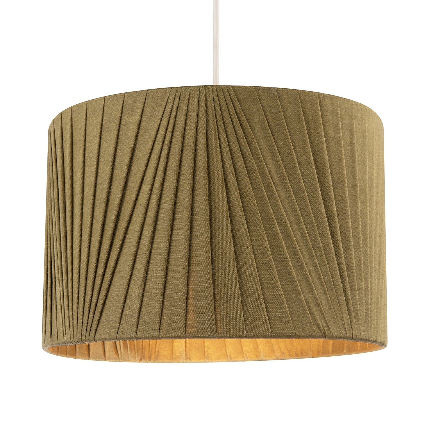 Modern Olive Green Faux Silk Fabric Organza Tapered Drum Lamp Shade Image 2