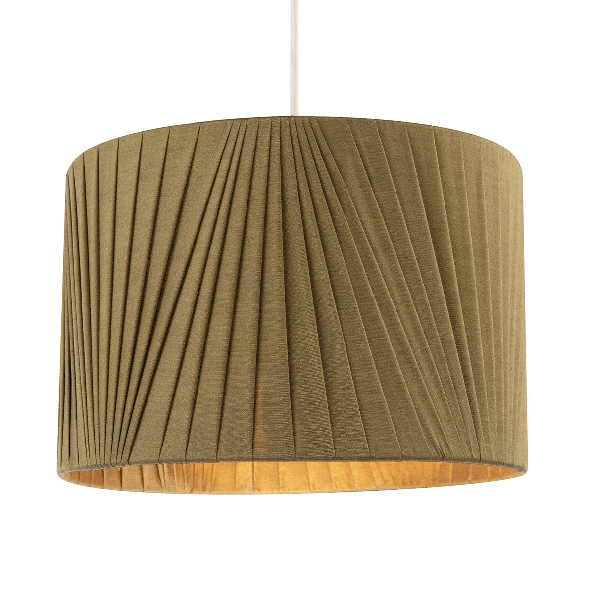 Modern Olive Green Faux Silk Fabric Organza Tapered Drum Lamp Shade Image 2