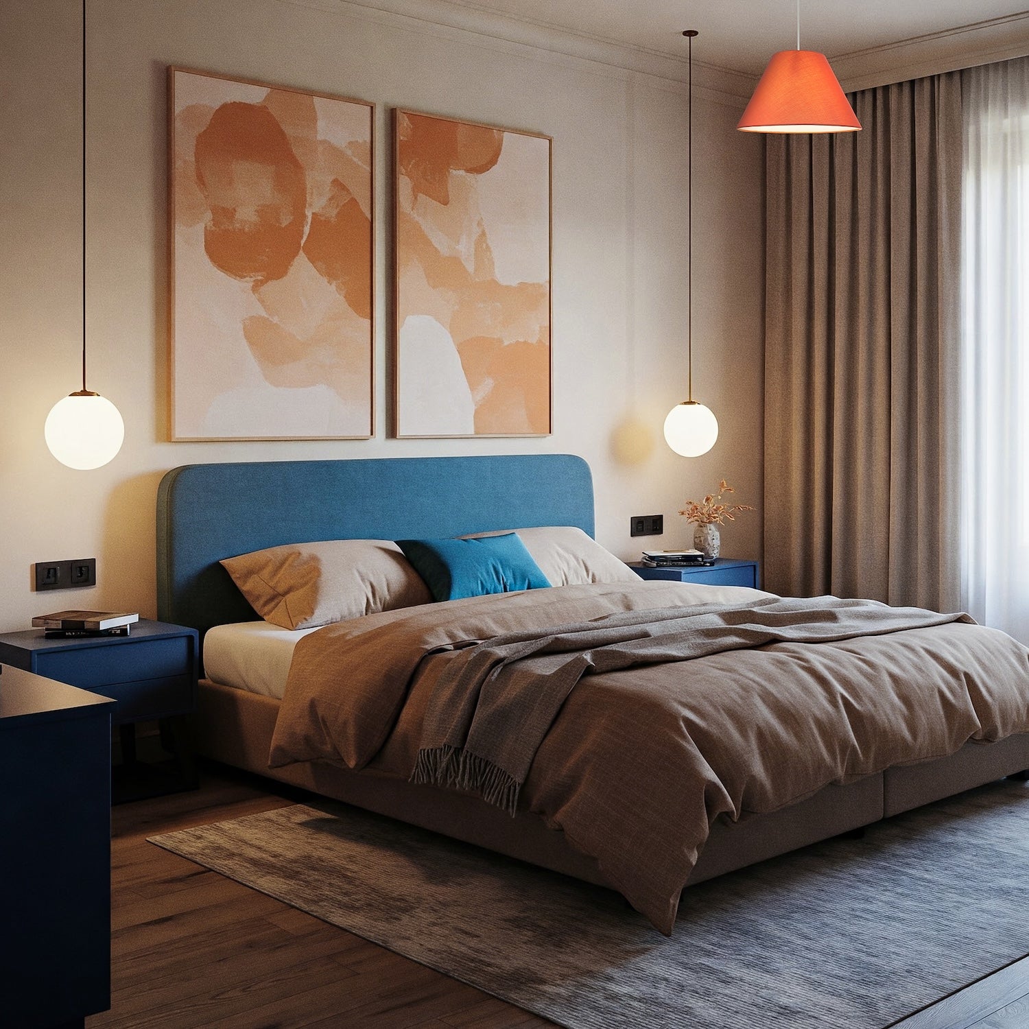 10 Inch Vivid Orange Cotton Coolie Shade for Table Lamp or Pendant Image 7