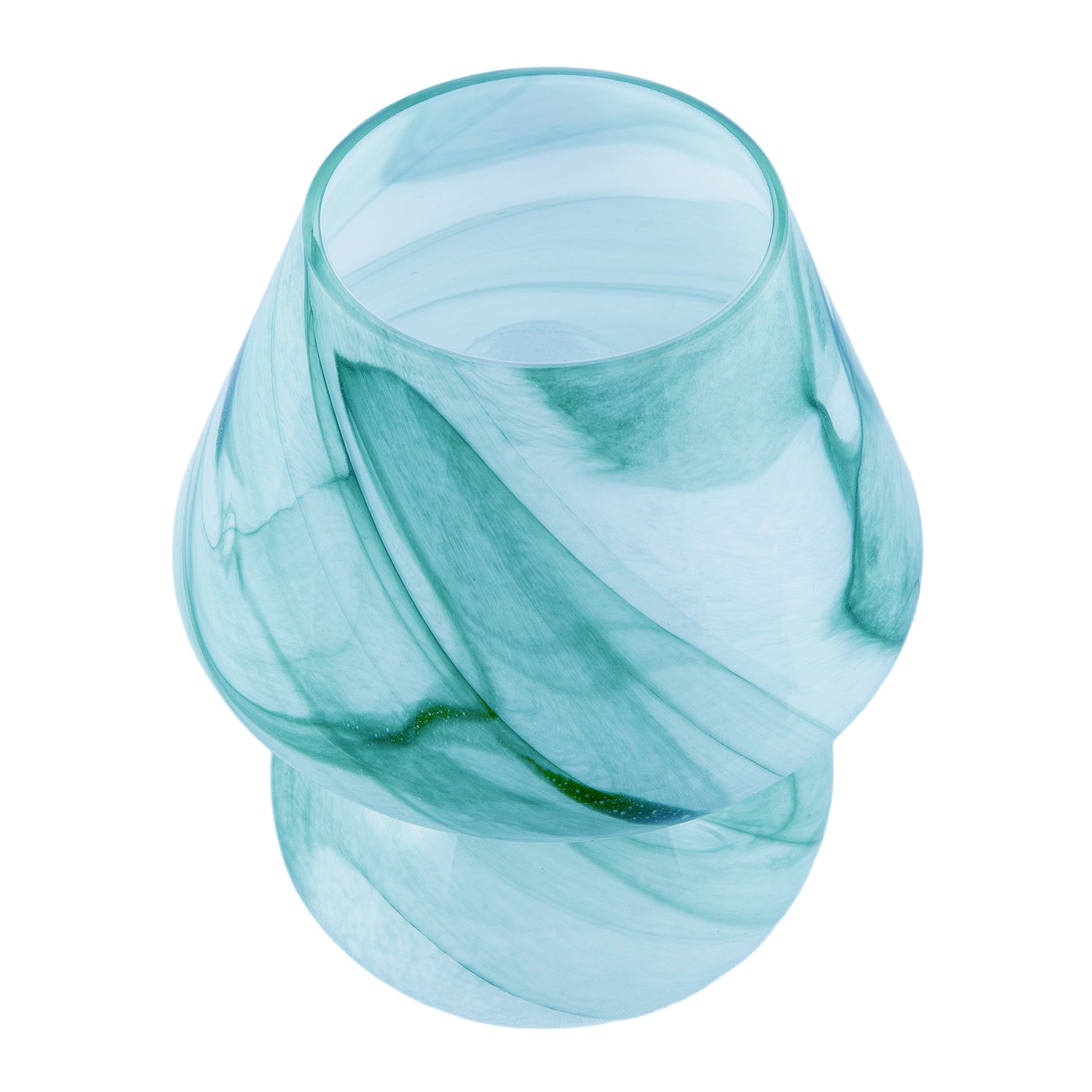 Modern Mini Mushroom Glass Table Lamp with Blue Teal Effect Pattern Image 4