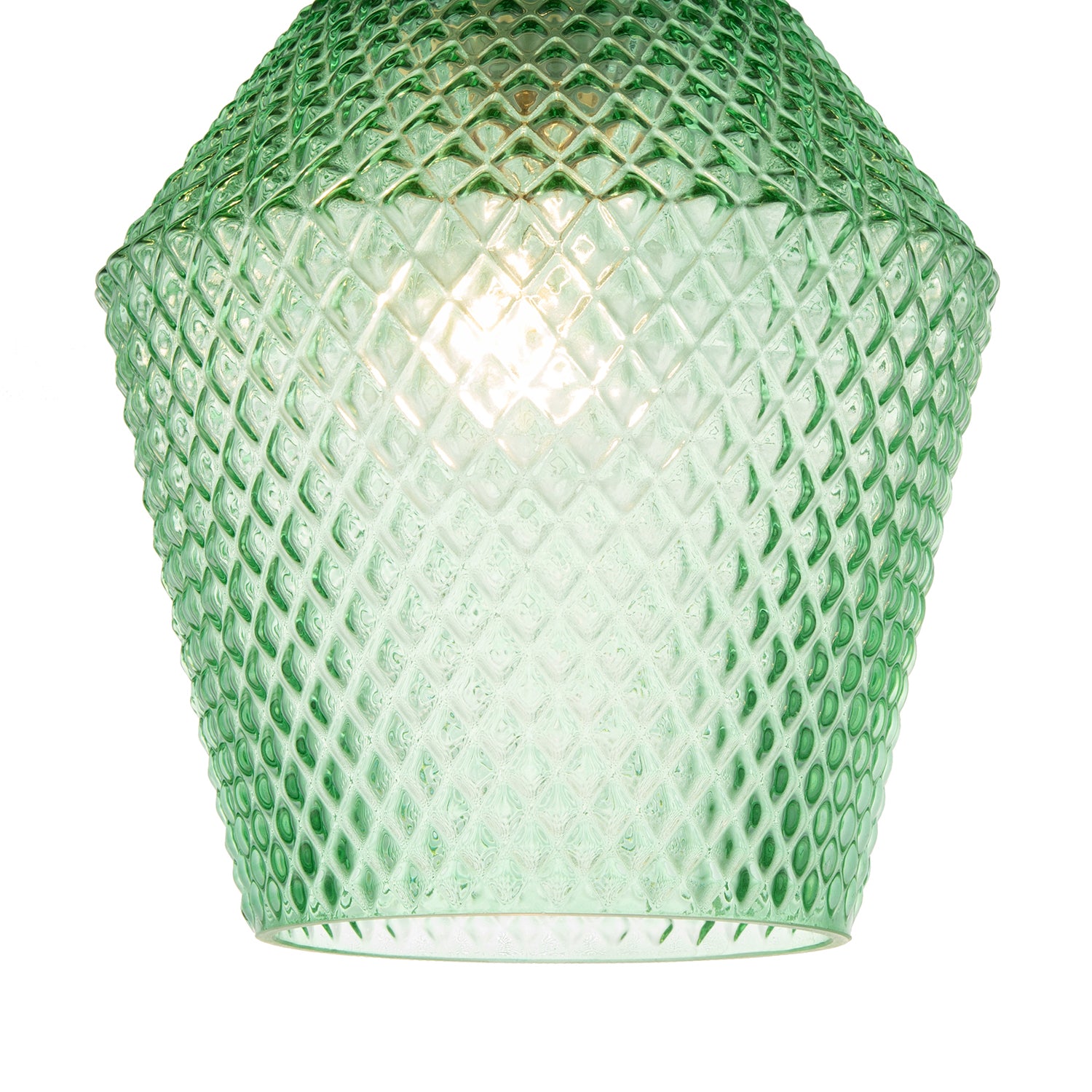 Modern and Compact Diamond Design Emerald Green Glass Pendant Shade Image 2