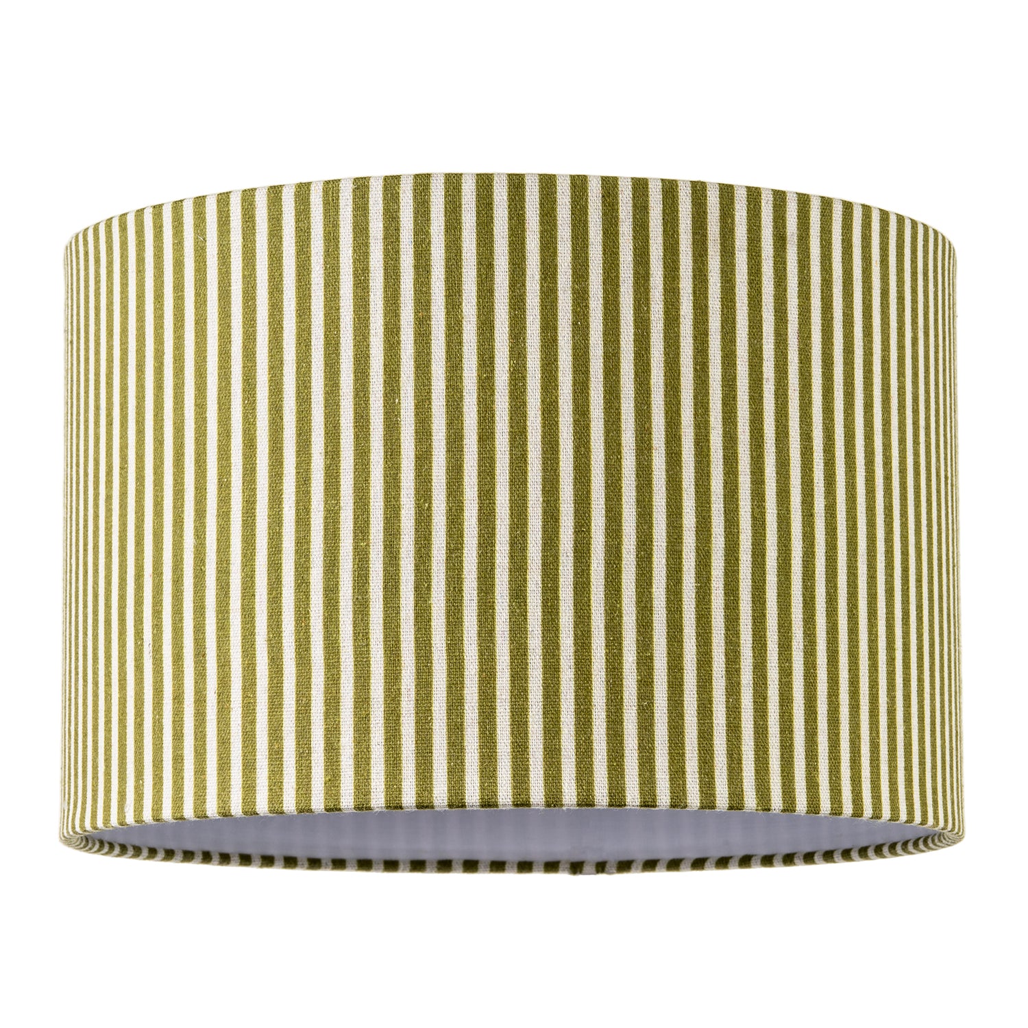 Olive Green Thin Striped Linen Fabric Lamp Shade with Inner Lining Image 1