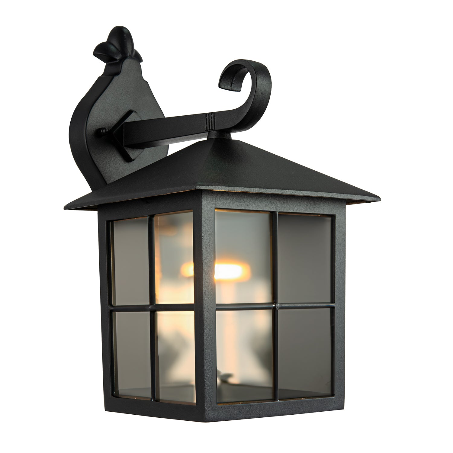 Classic Matte Black Die-Cast Aluminium Metal Exterior Lantern Wall Light Fitting Image 2