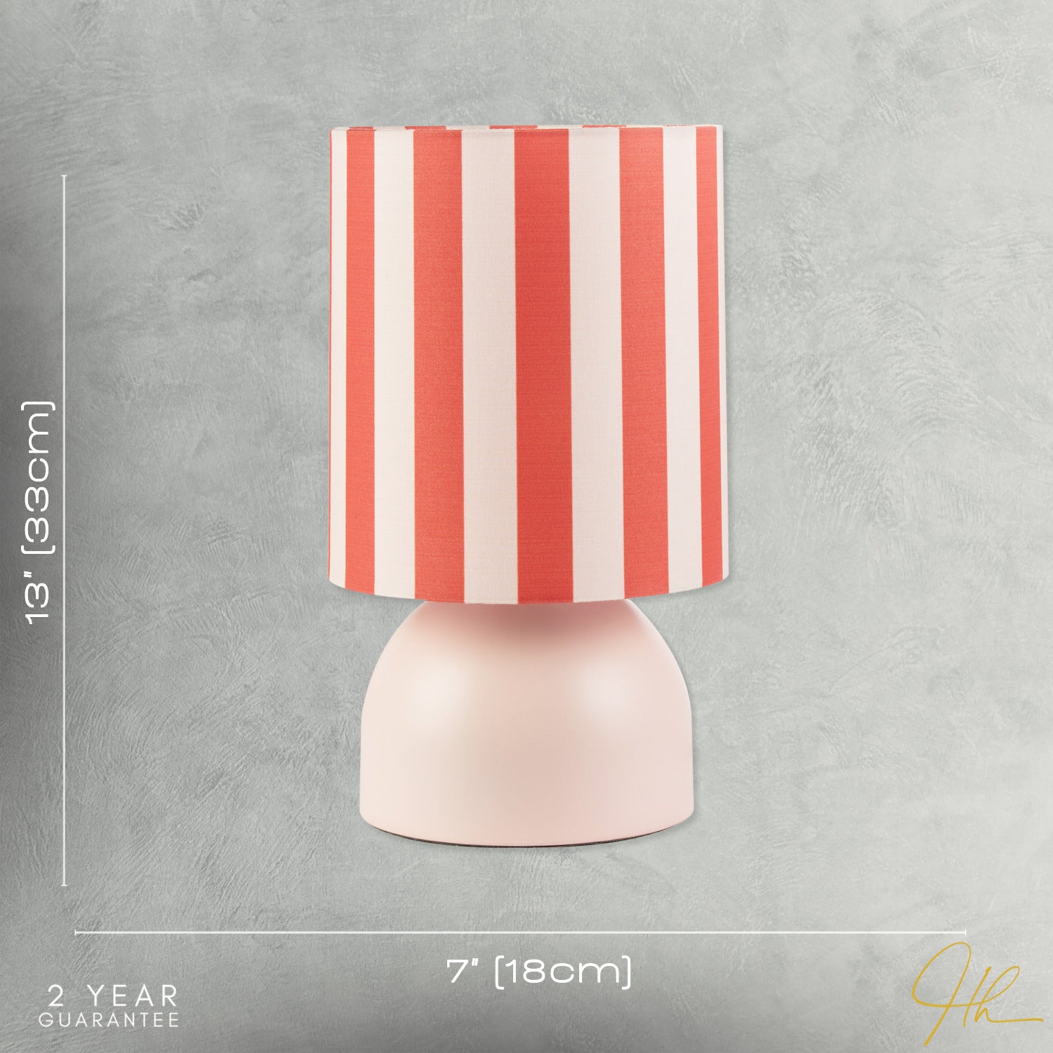 Chic Pastel Pink Domed Table Lamp with Vertically Striped Fabric Shade Image 7