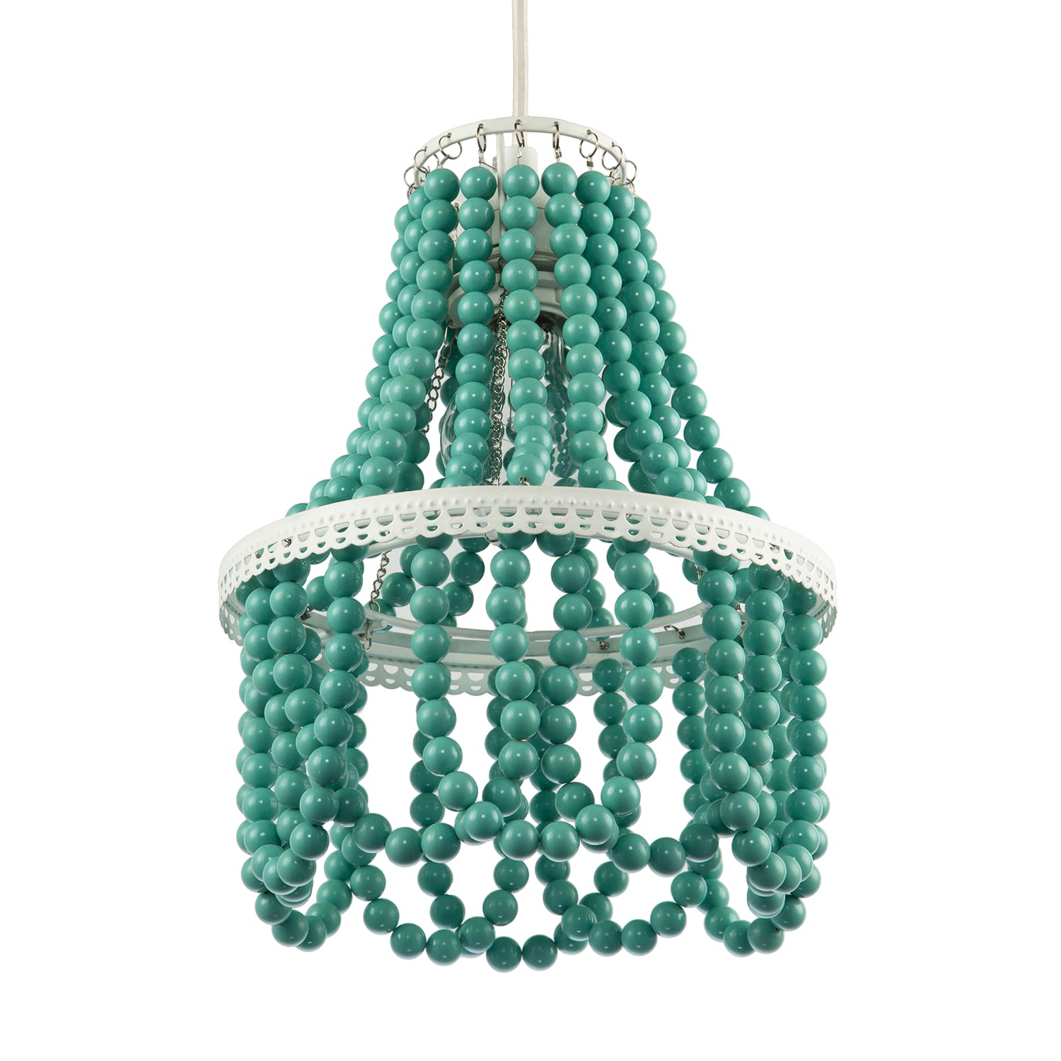 Shabby Chic Ornate Chandelier Pendant Shade with Round Duck Egg Pearls Image 4