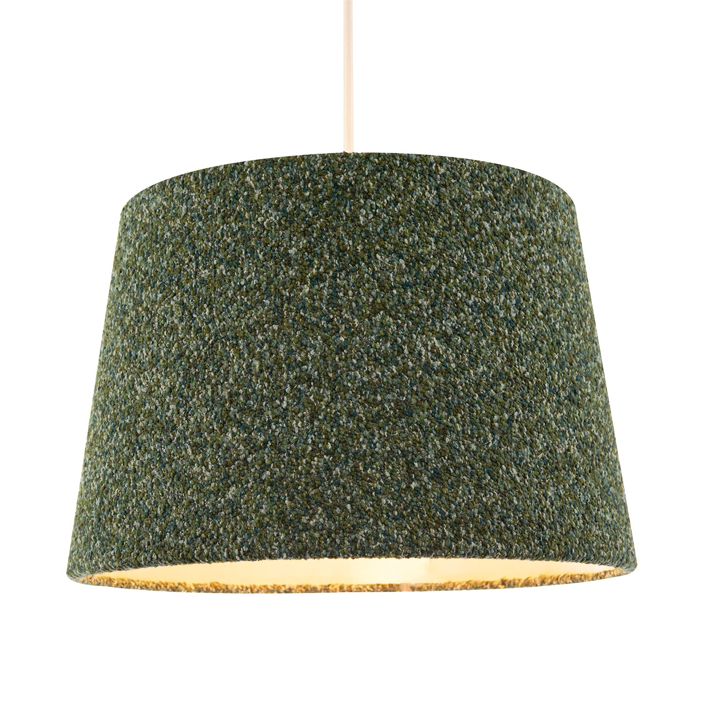 Forest and Sage Green Textured Wool Fabric Lamp Shade with Cream Inner Image 2