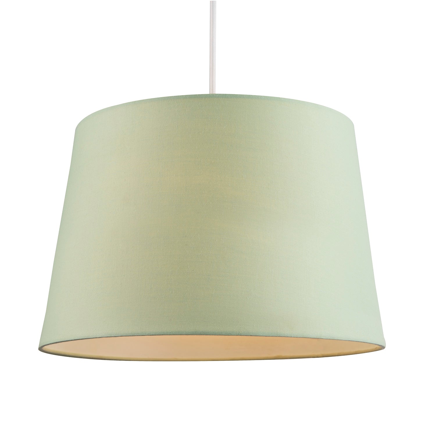 Olive Green Cotton Fabric Drum Lampshade with White Cotton Inner Image 2