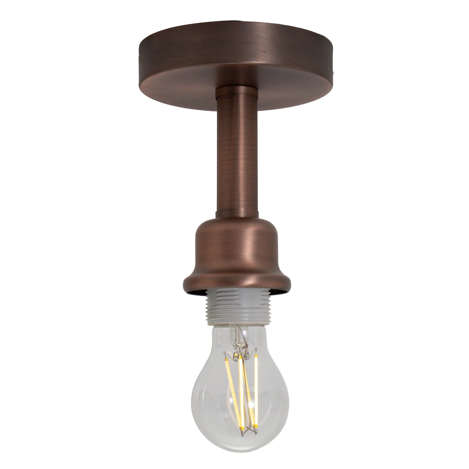 Contemporary Designer Short Semi Flush Antique Copper Ceiling Light Image 2