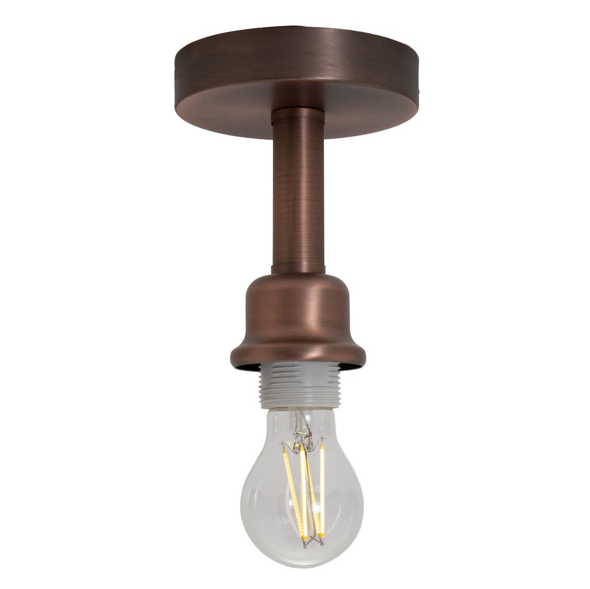 Contemporary Designer Short Semi Flush Antique Copper Ceiling Light Image 2
