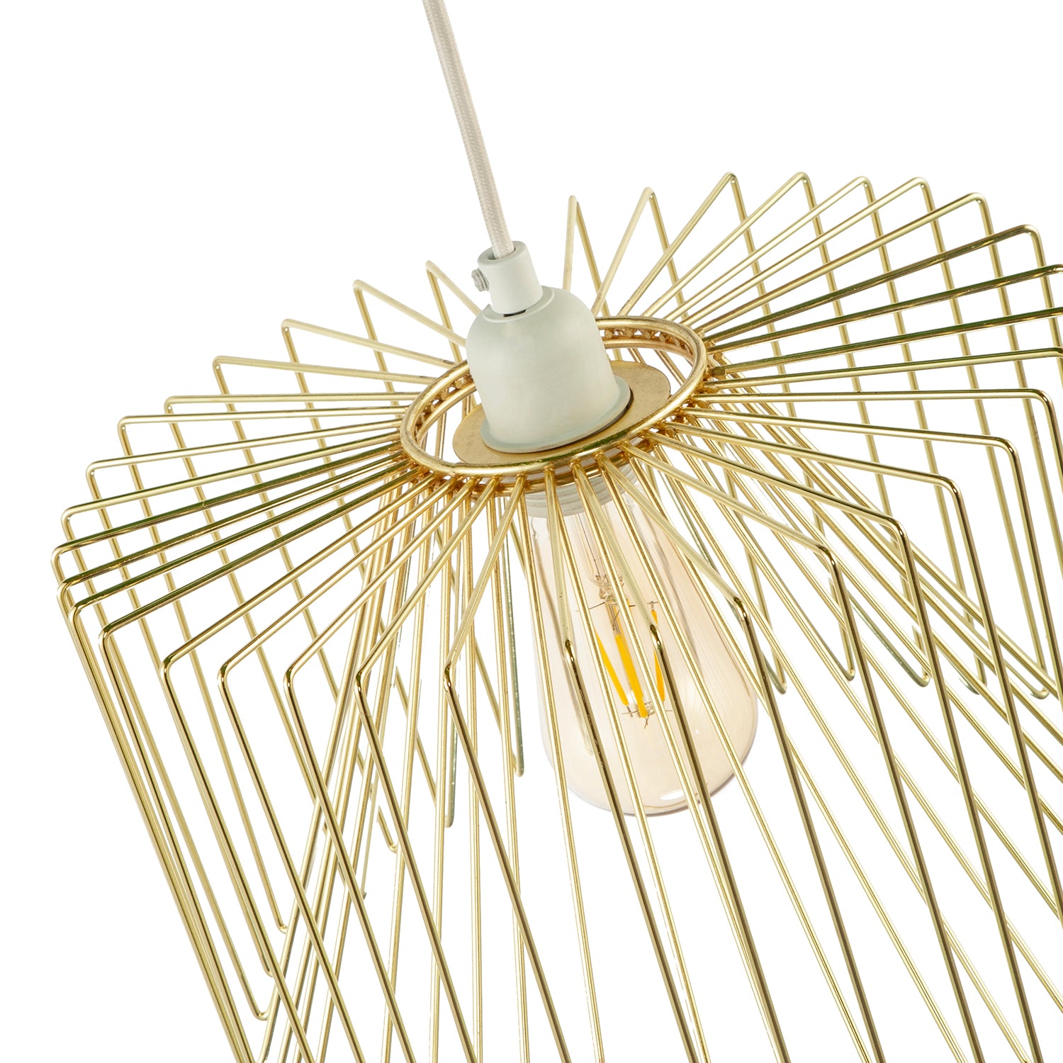 Modern Circular Wire Polished Gold Metal Pendant Ceiling Light Shade Image 2