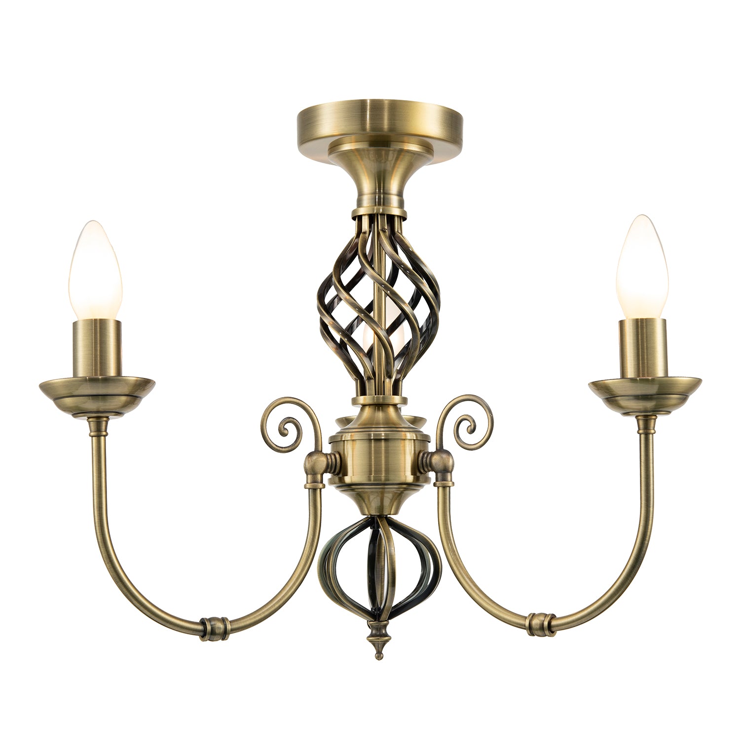 Traditional Classic Antique Brass Chandelier Ceiling Light with Twisted Knot Image 2