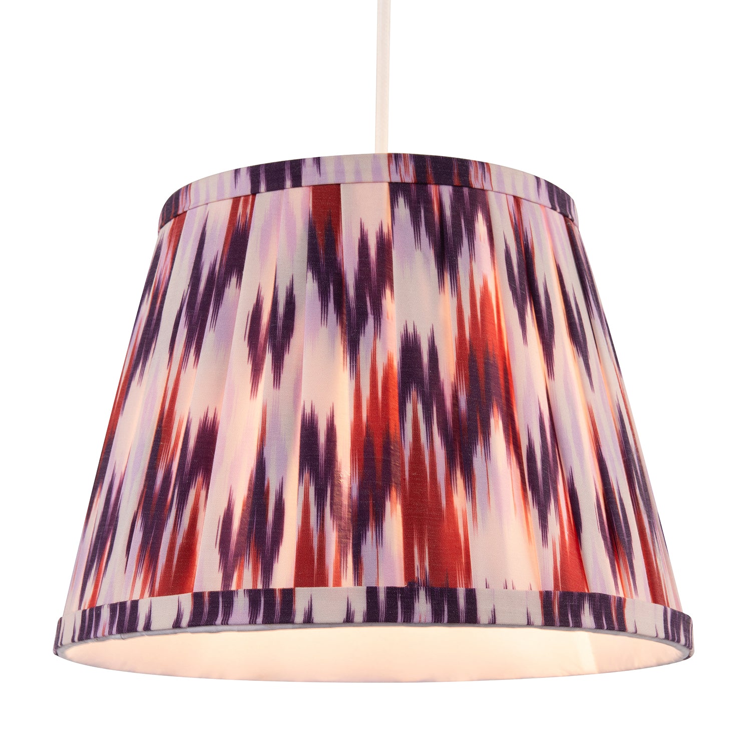 Purple and Burgundy Pleated Cotton Lamp Shade with Zig Zag Design Image 2
