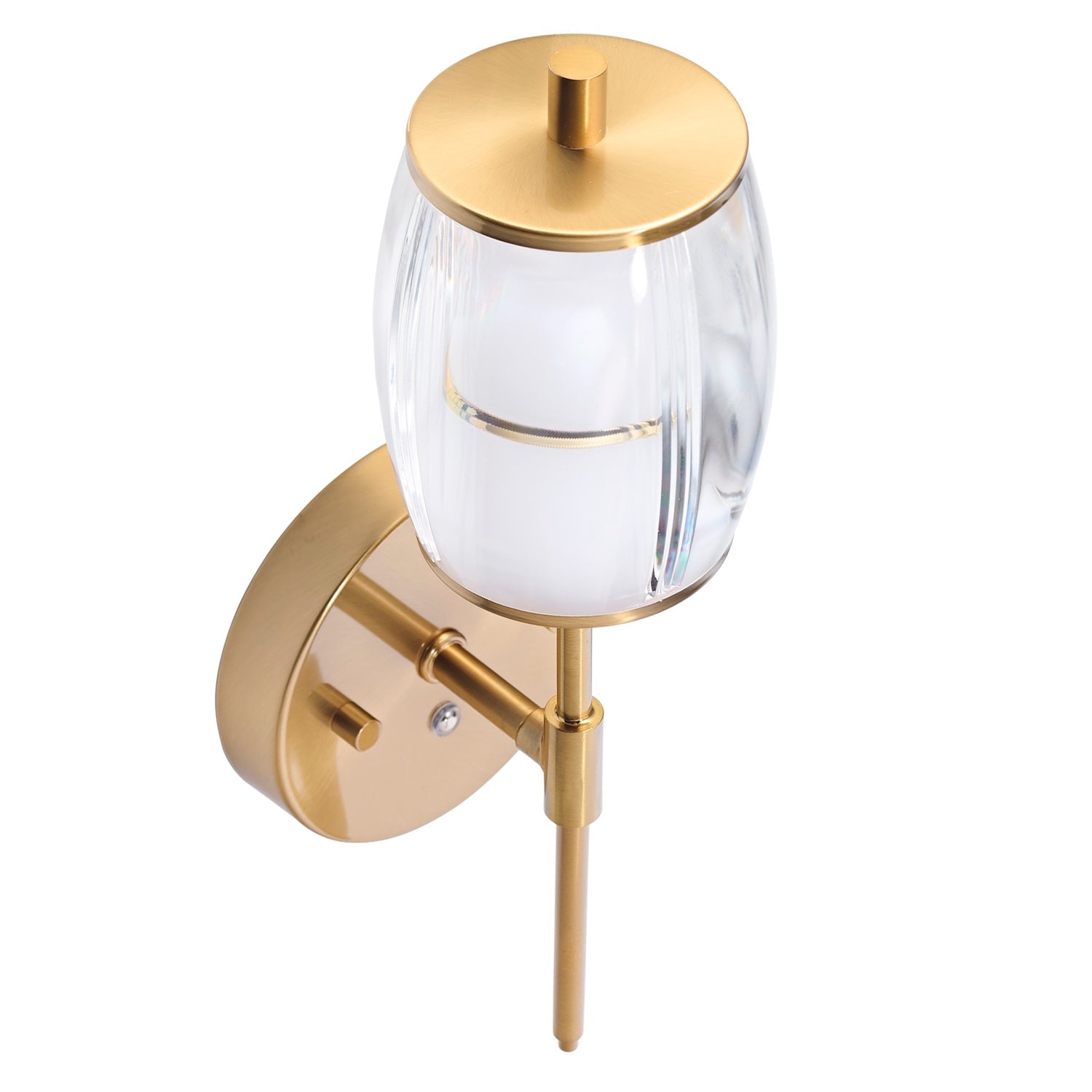 Satin Gold Wireless Rechargeable Touch Dimmer Wall Light with Clear Glass Shade Image 2