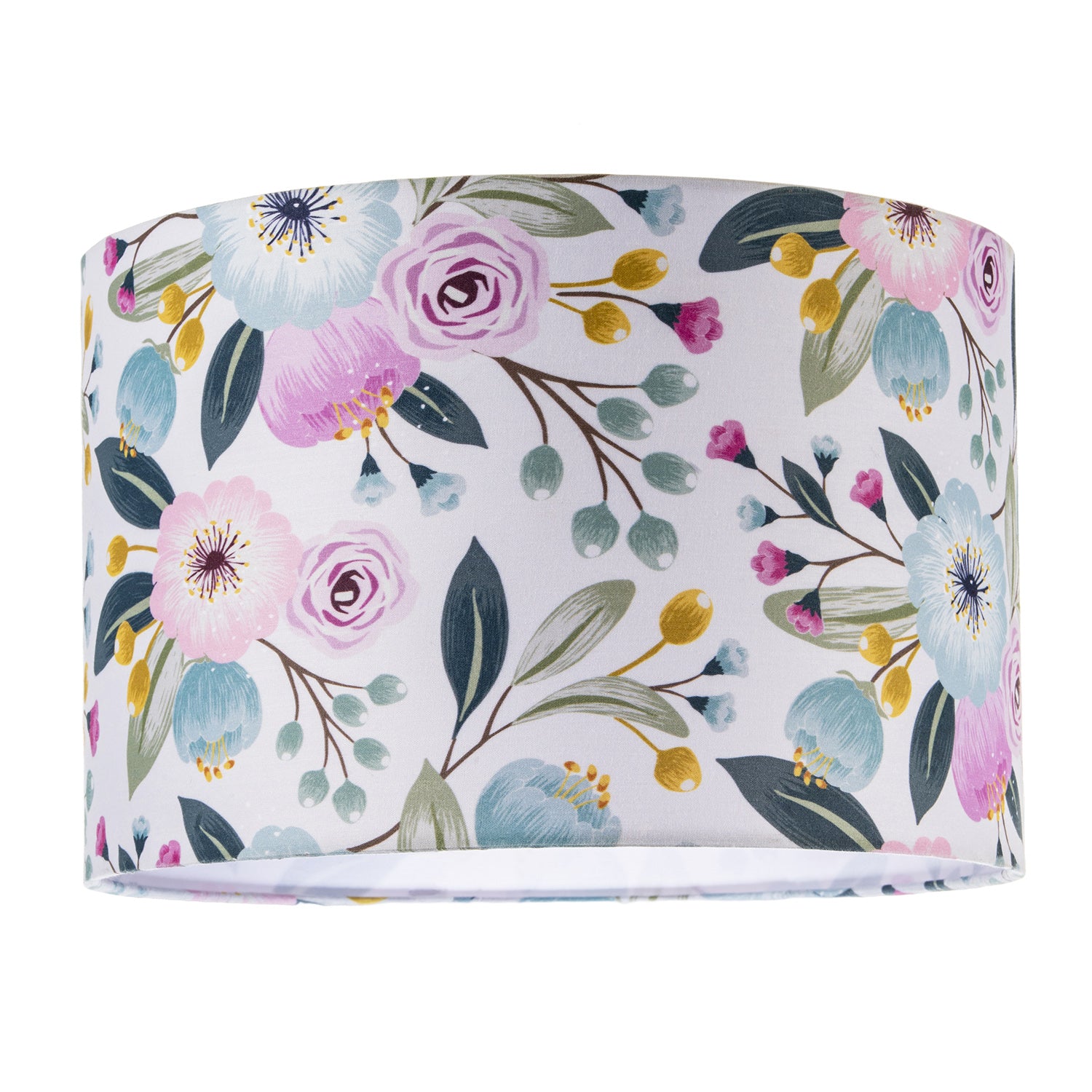 Elegant Cotton Lampshade with Watercolour Style Botanical Floral Decor Image 1